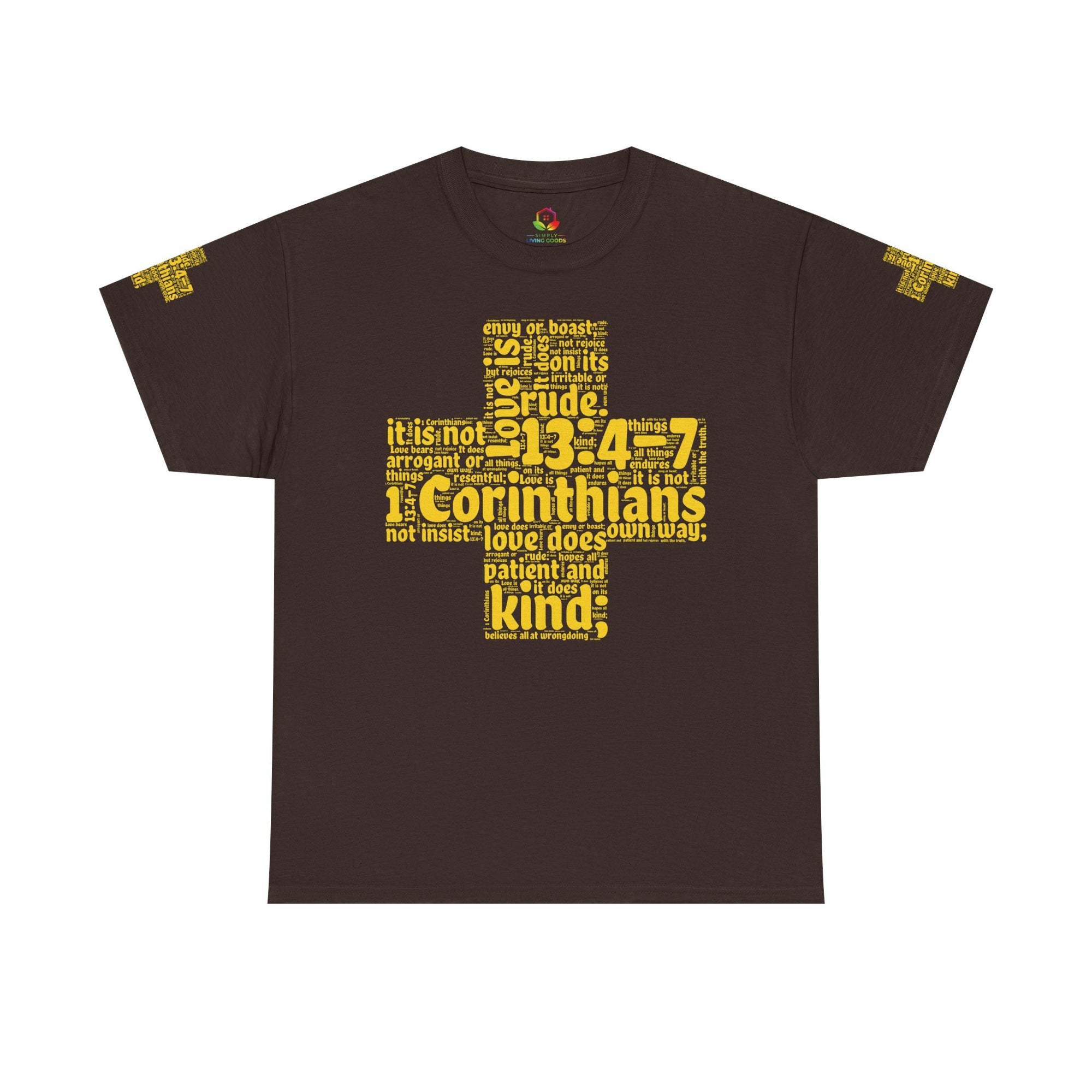 Cross Typography Unisex Tee - Corinthians 13: 4-7