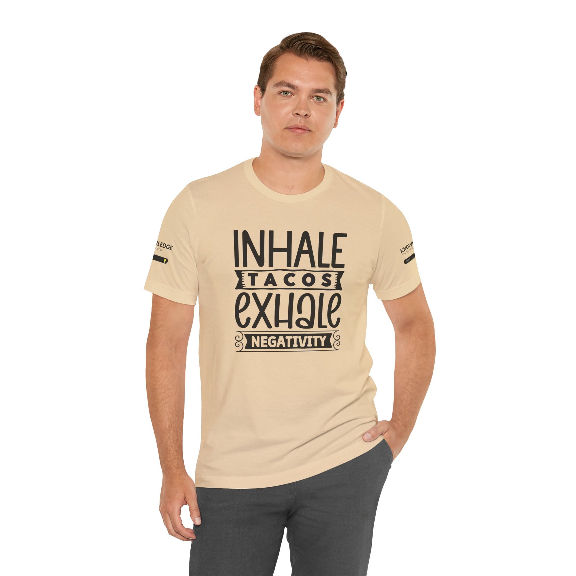 Unisex Jersey Tee with 'Inhale Tacos Exhale Negativity' Quote - Perfect for Everyday Wear