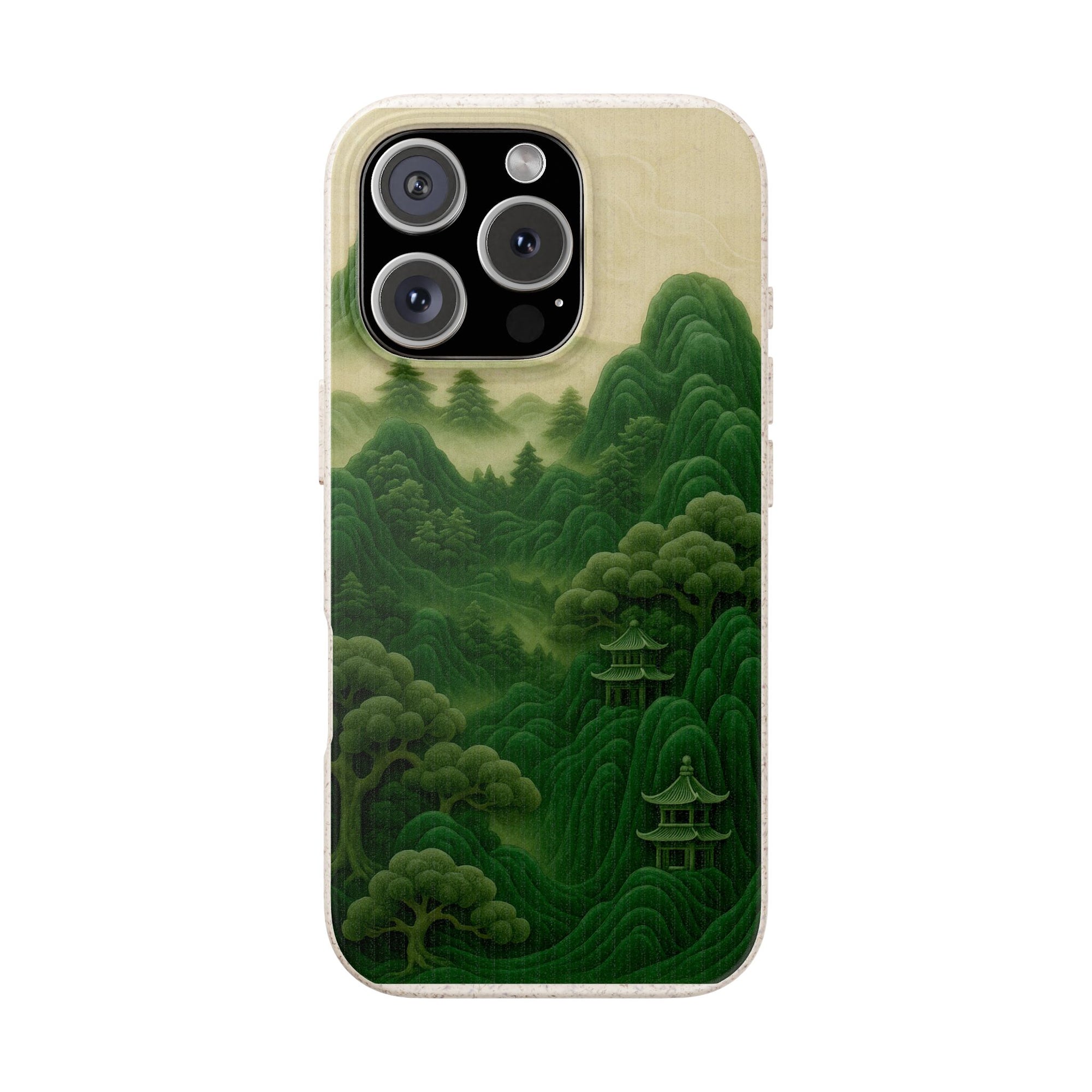 Eco-Friendly Biodegradable Phone Cases with Serene Mountain Landscape Design, Sustainable Gift, Nature Lover Accessory, Green Phone Cover,