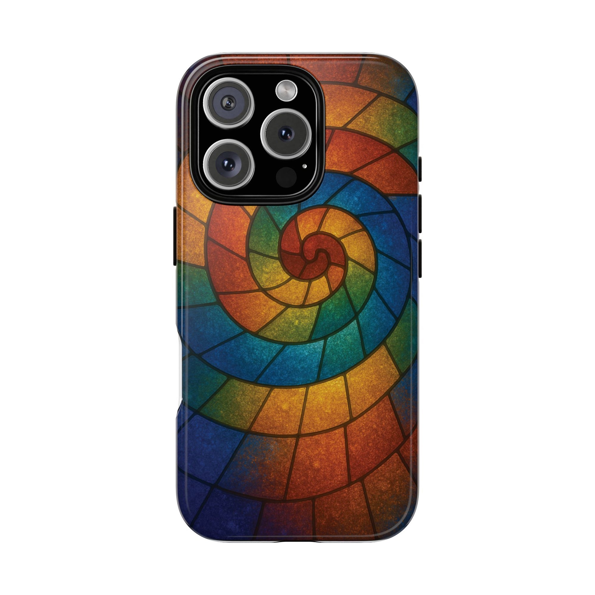 Stained Glass Spiral Colorful Phone Case, Vibrant Tough Phone Protector, Artistic Cell Phone Cover, Trendy Tech Accessories Samsung Galaxy S series and Apple iPhone series