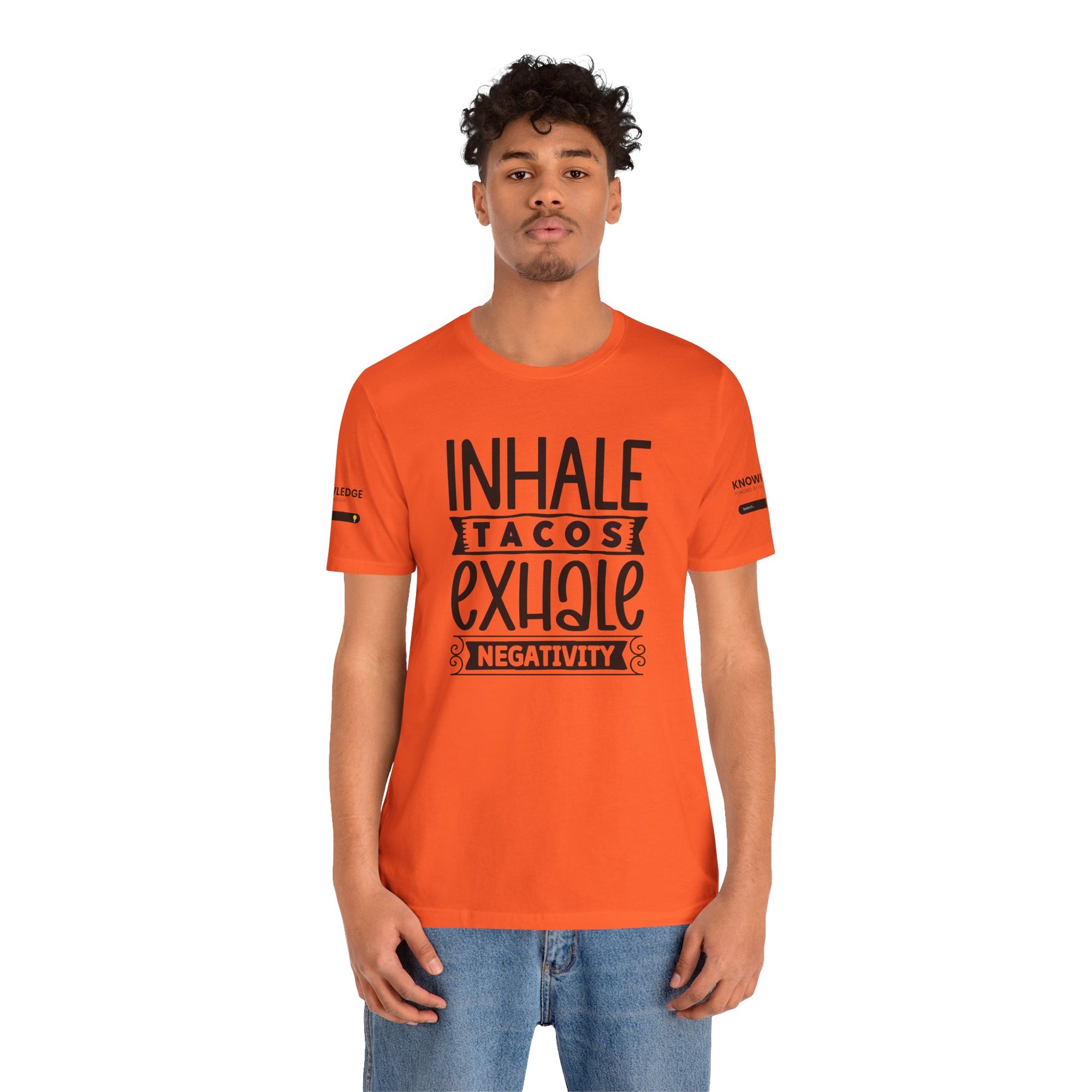 Unisex Jersey Tee with 'Inhale Tacos Exhale Negativity' Quote - Perfect for Everyday Wear