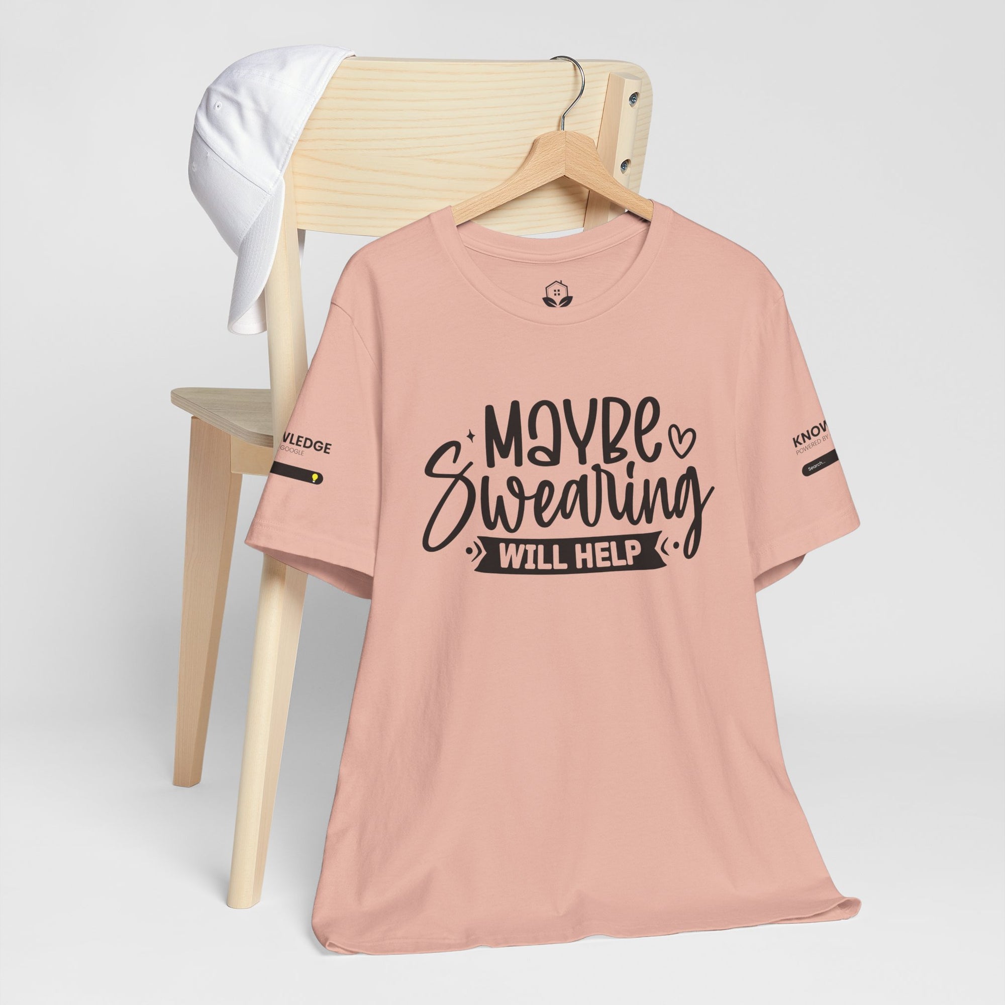 Unisex Jersey Tee with 'Maybe Swearing Will Help' Quote - Perfect for Everyday Wear