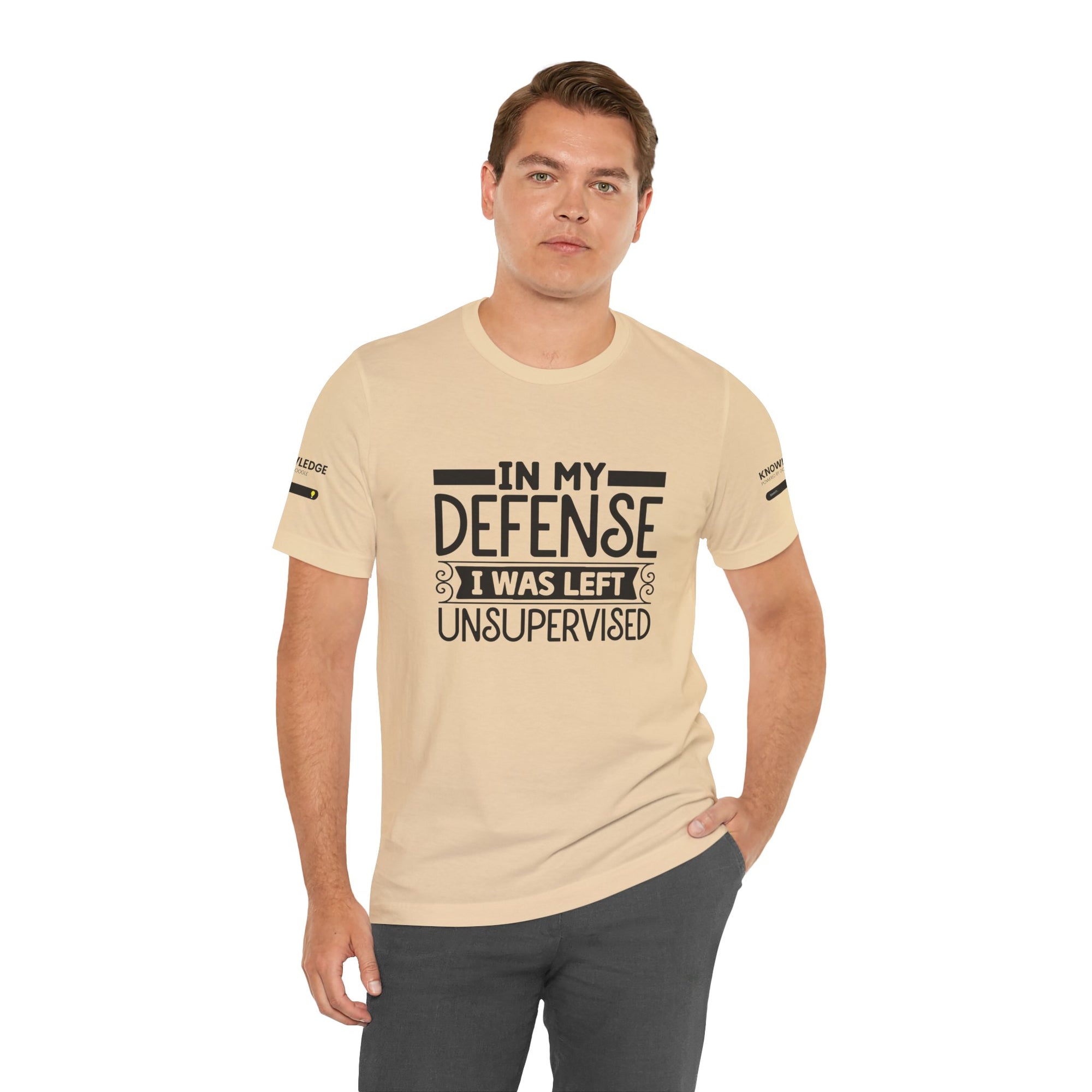 Unisex Jersey Tee with 'In My Defense I was Left Unsupervised' Quote - Perfect for Everyday Wear