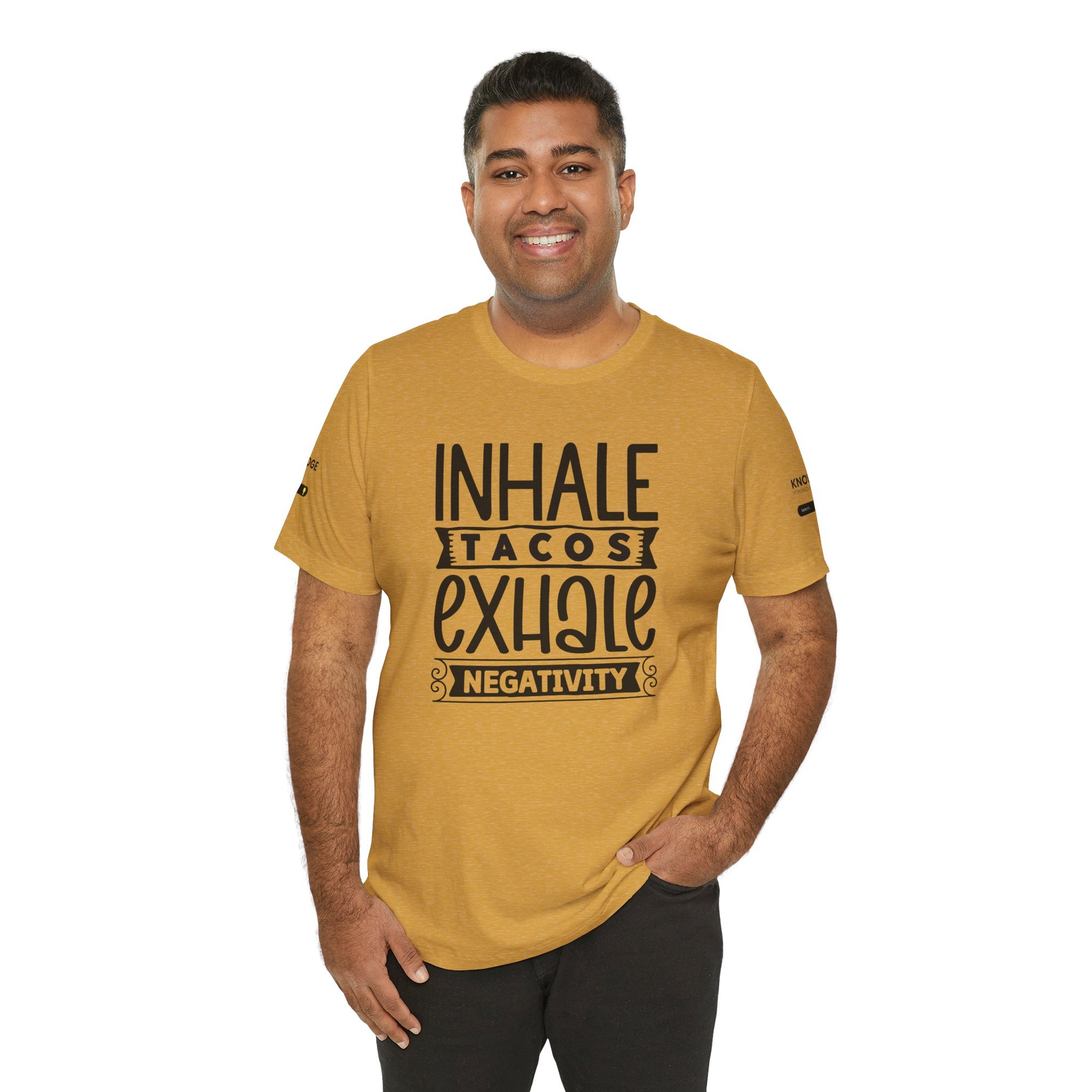 Unisex Jersey Tee with 'Inhale Tacos Exhale Negativity' Quote - Perfect for Everyday Wear