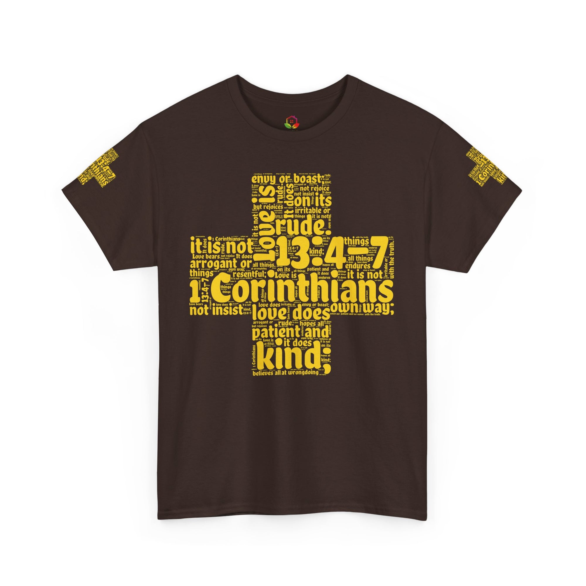 Cross Typography Unisex Tee - Corinthians 13: 4-7