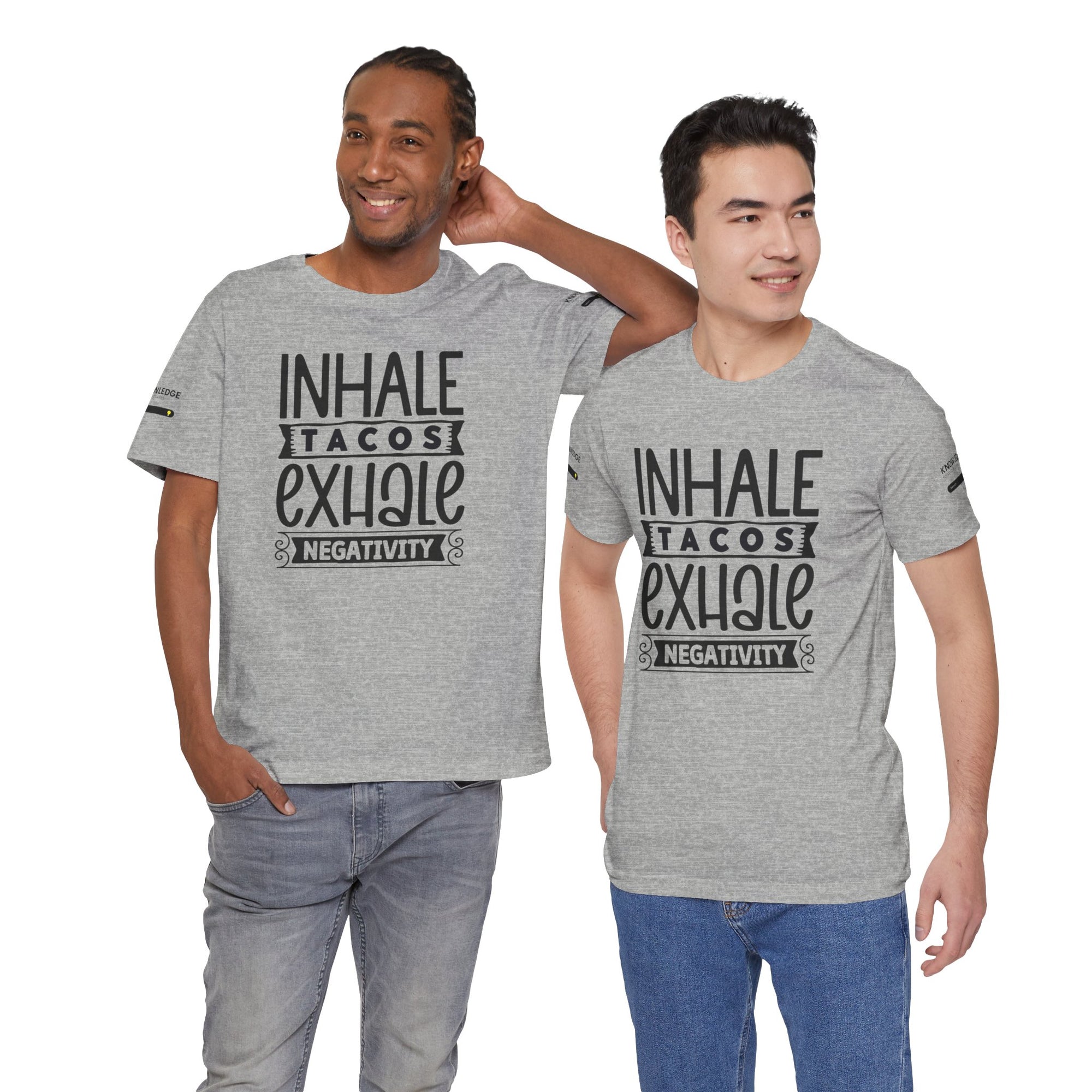 Unisex Jersey Tee with 'Inhale Tacos Exhale Negativity' Quote - Perfect for Everyday Wear