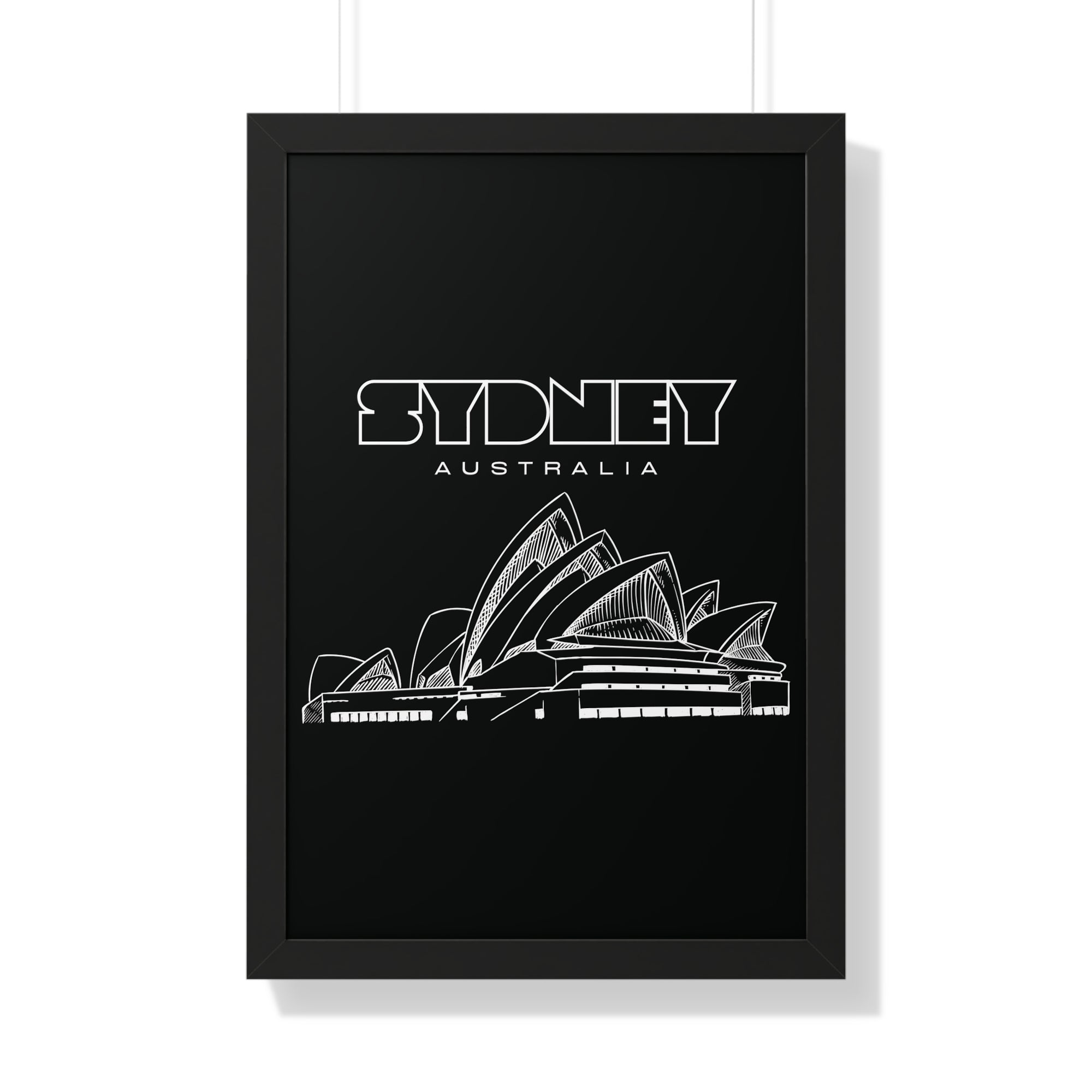 Aesthetic Sydney in Black - Framed Vertical Poster