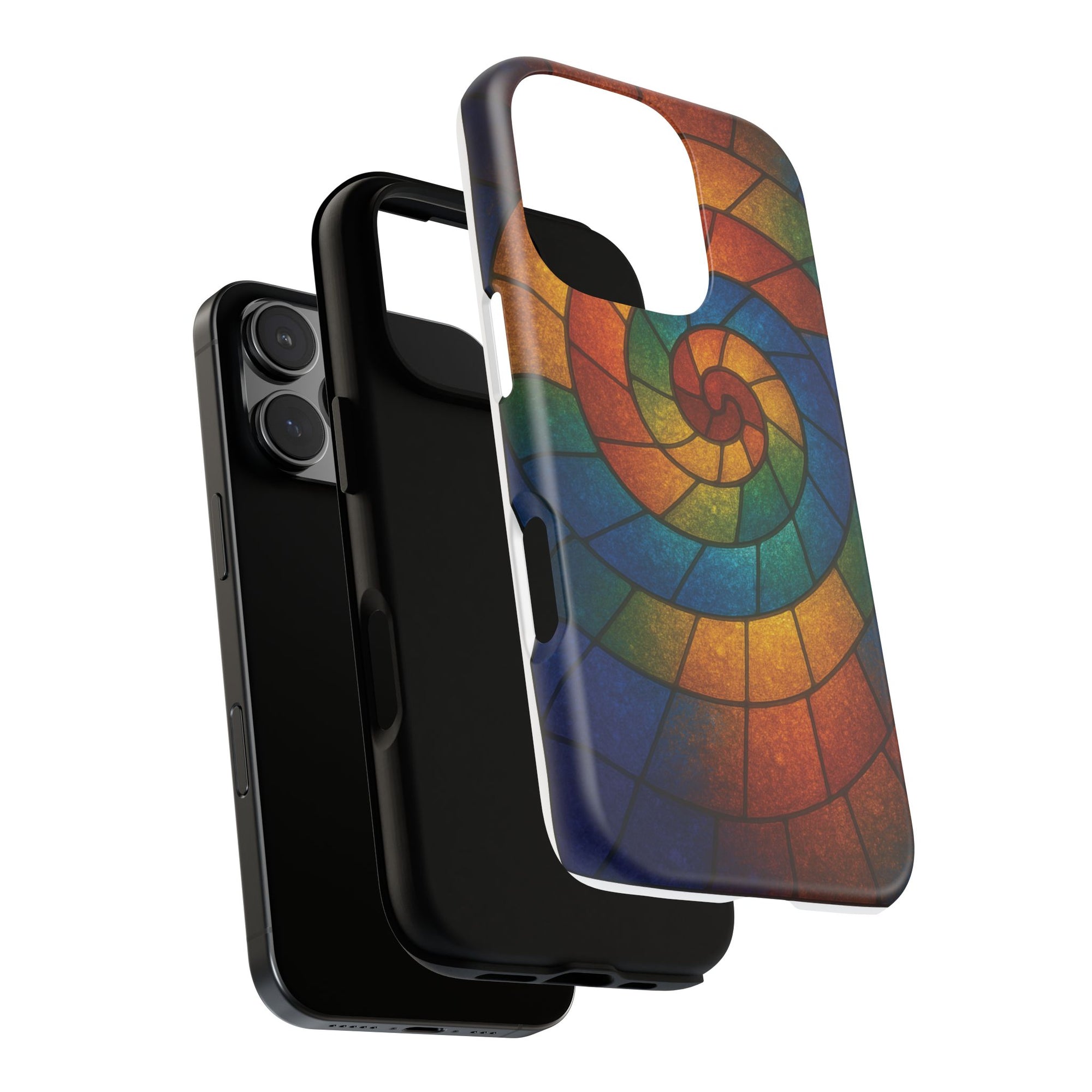 Stained Glass Spiral Colorful Phone Case, Vibrant Tough Phone Protector, Artistic Cell Phone Cover, Trendy Tech Accessories Samsung Galaxy S series and Apple iPhone series