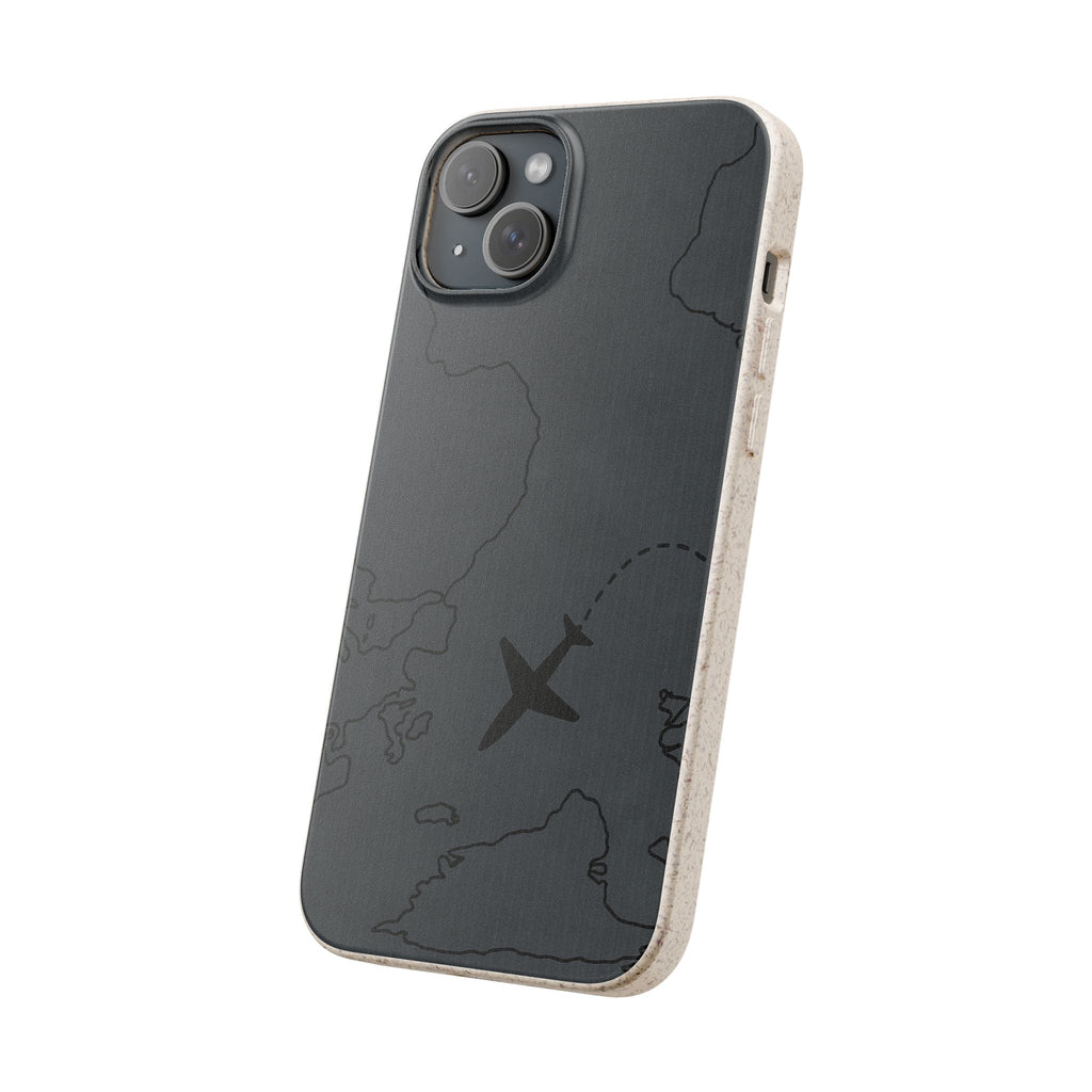 Airplane Map Biodegradable Phone Case, Eco-Friendly Phone Cover, Travel Gift, Sustainable Accessory, Nature Lover Gift