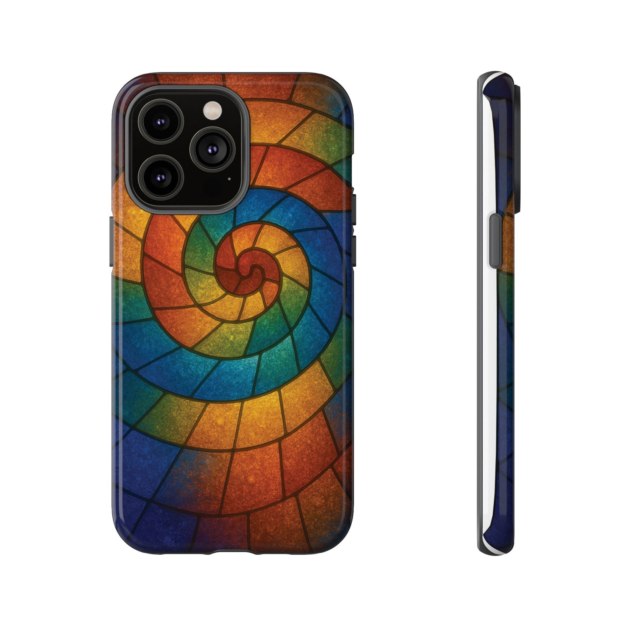 Stained Glass Spiral Colorful Phone Case, Vibrant Tough Phone Protector, Artistic Cell Phone Cover, Trendy Tech Accessories Samsung Galaxy S series and Apple iPhone series