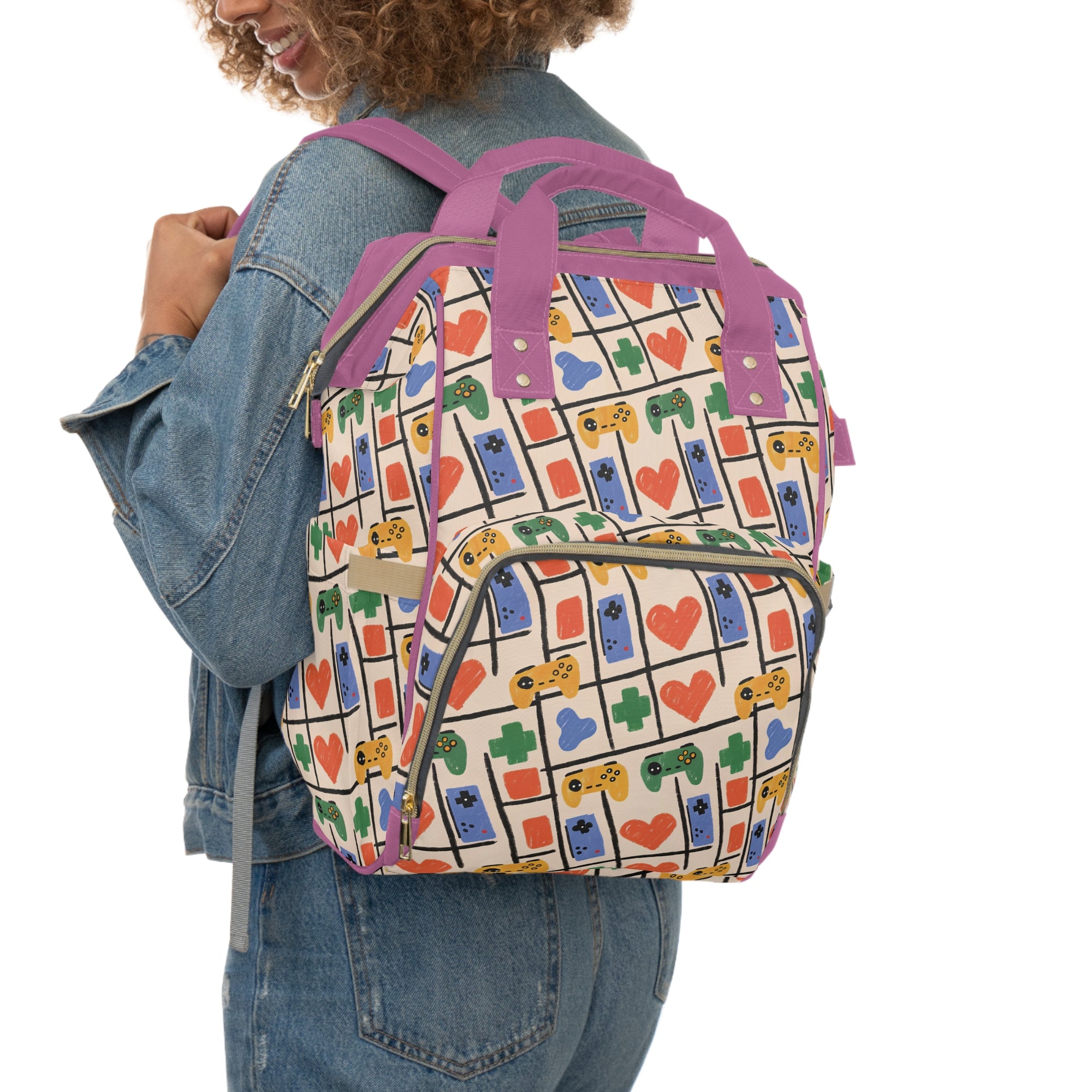 Colorful Multifunctional Diaper Backpack - Trendy Baby Bag for New Parents