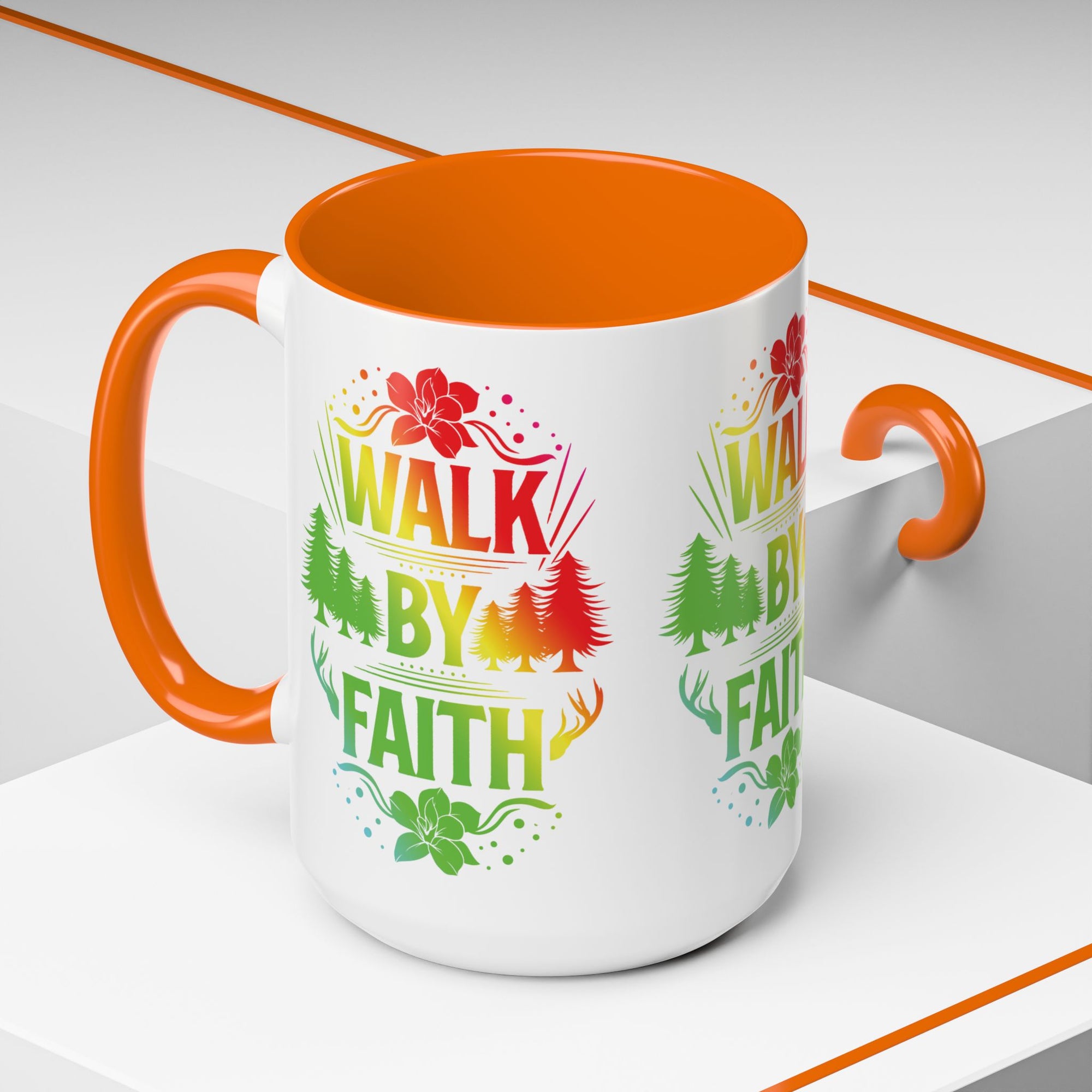 Walk by Faith Accent Coffee Mug - Inspirational Design