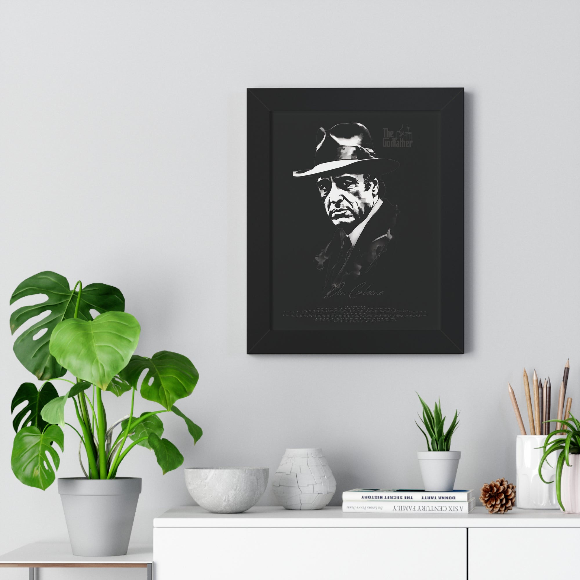Don Corleone in Black - Framed Vertical Poster