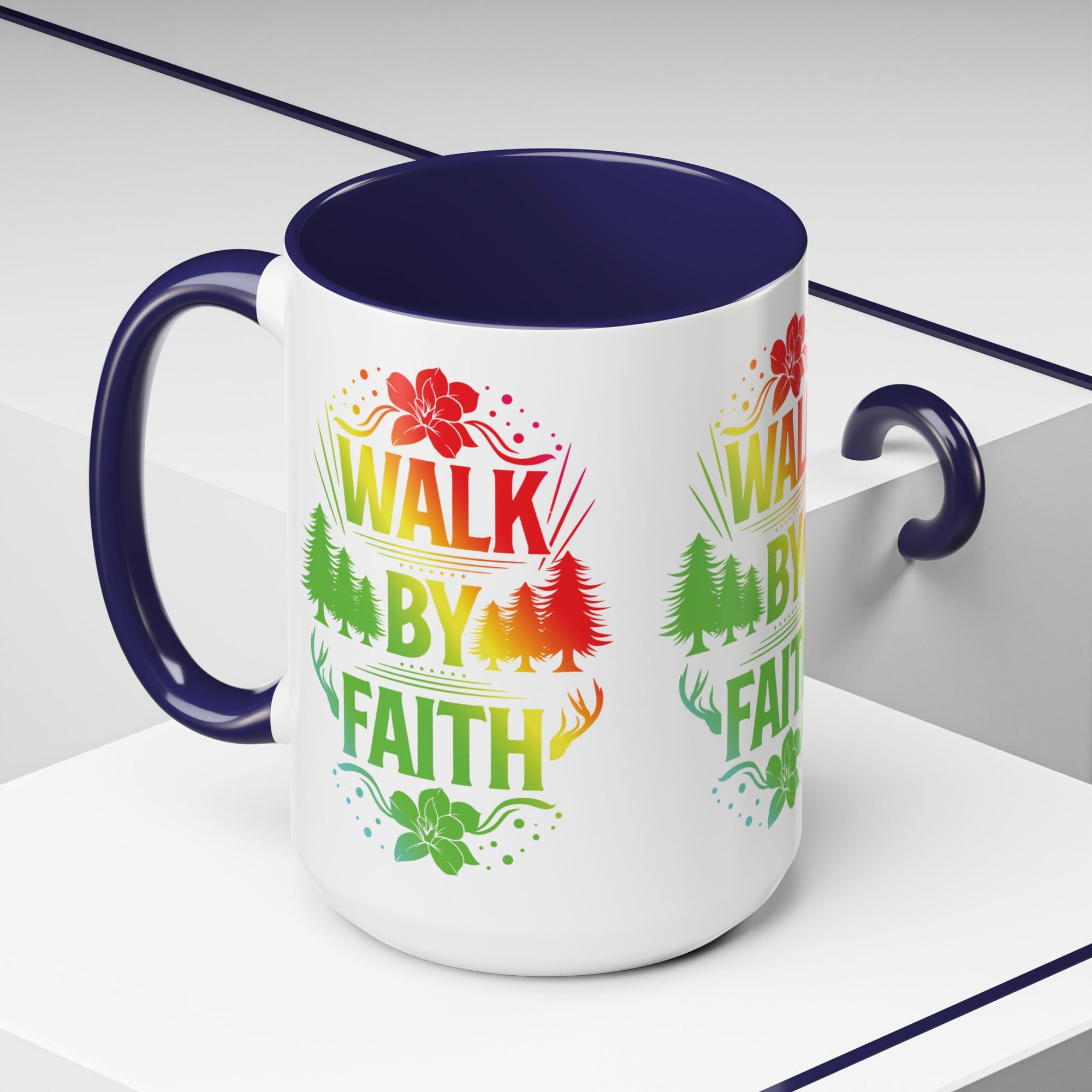 Walk by Faith Accent Coffee Mug - Inspirational Design