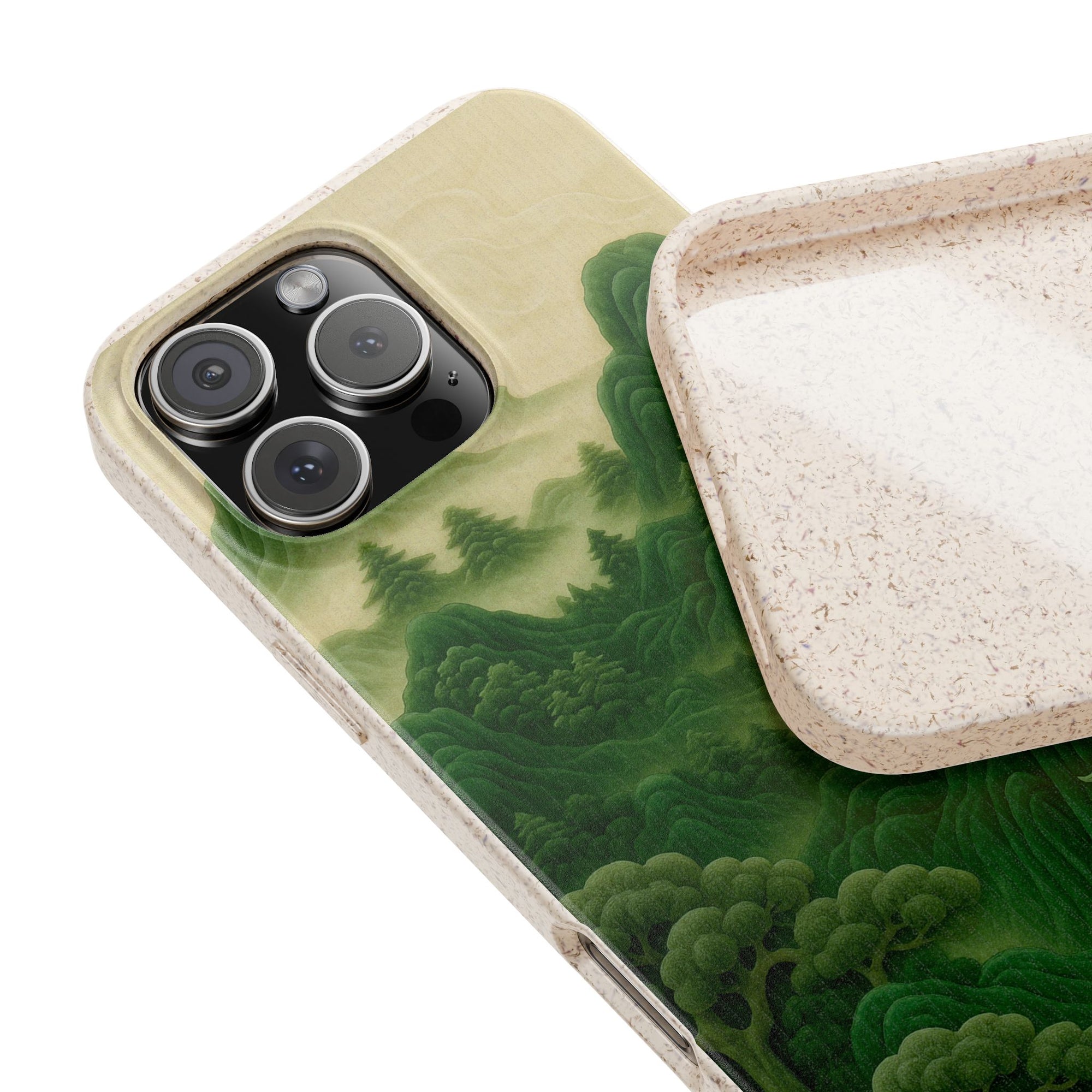 Eco-Friendly Biodegradable Phone Cases with Serene Mountain Landscape Design, Sustainable Gift, Nature Lover Accessory, Green Phone Cover,