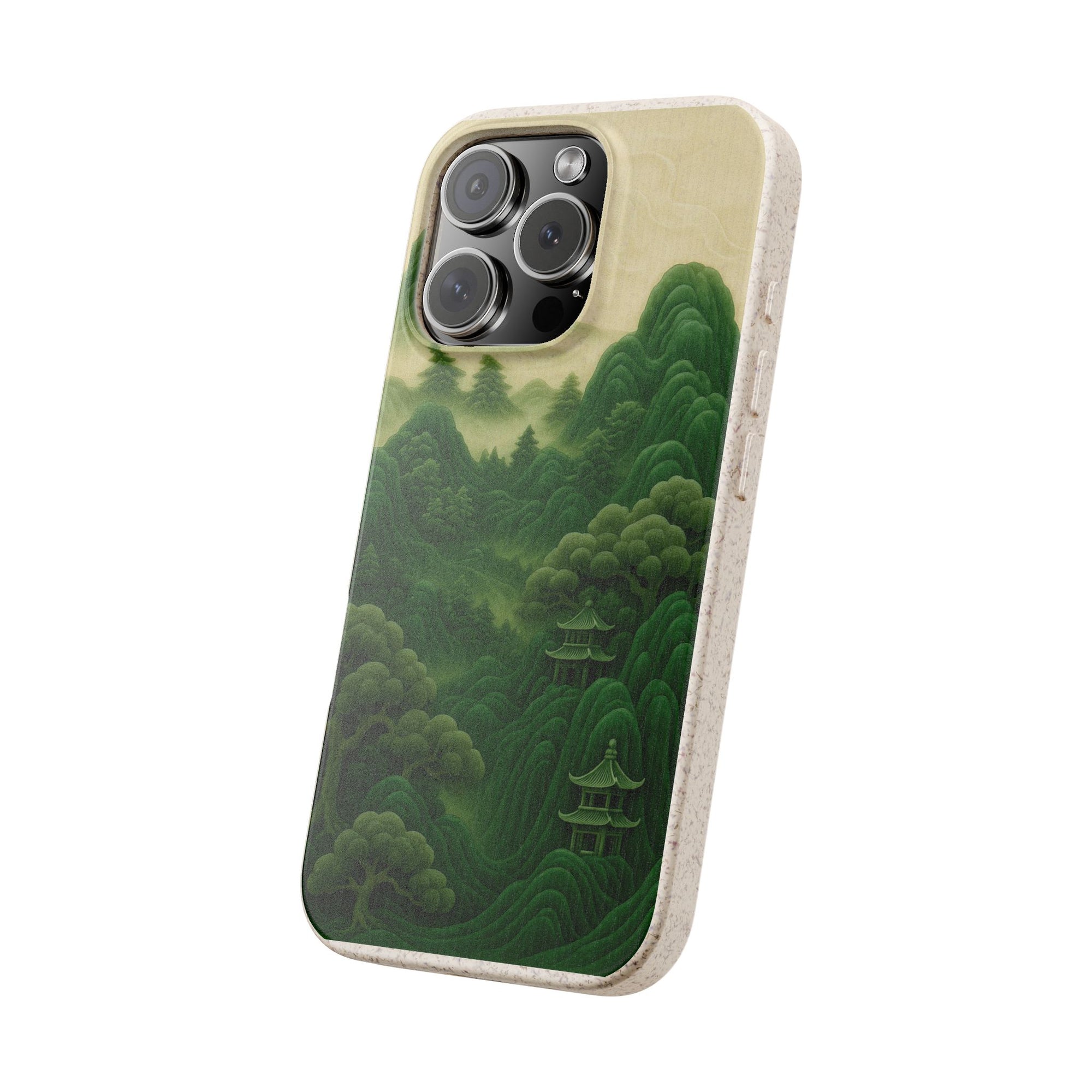 Eco-Friendly Biodegradable Phone Cases with Serene Mountain Landscape Design, Sustainable Gift, Nature Lover Accessory, Green Phone Cover,