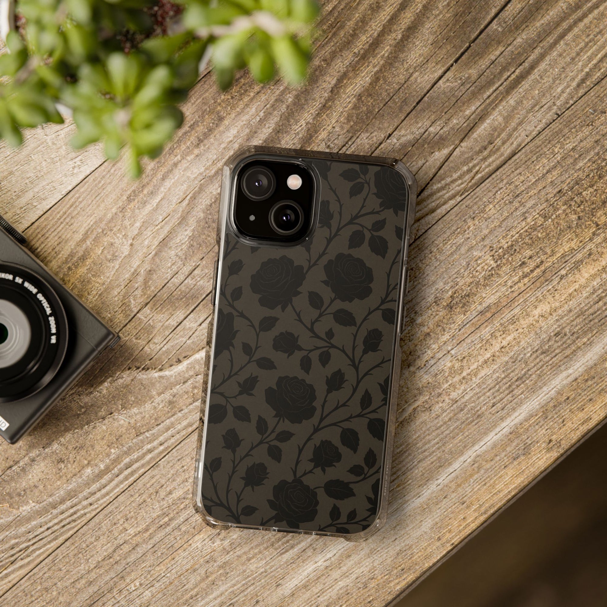Floral Phone Case - Elegant Rose Design, Magnetic Clear Impact Case for iPhone, Stylish Phone Cover, Gifts for Her, Floral Lover
