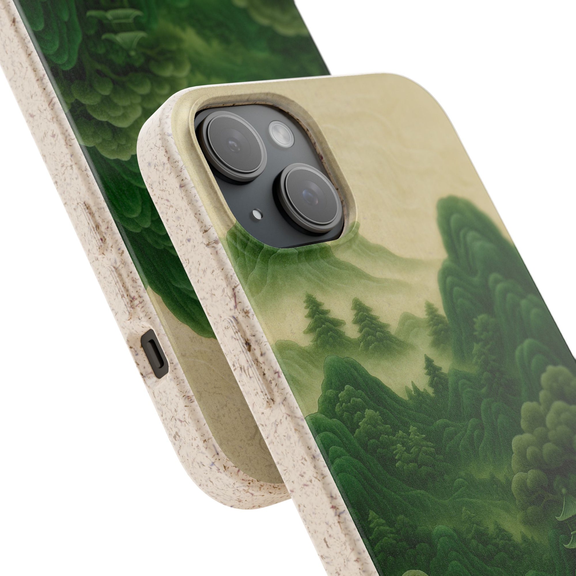 Eco-Friendly Biodegradable Phone Cases with Serene Mountain Landscape Design, Sustainable Gift, Nature Lover Accessory, Green Phone Cover,