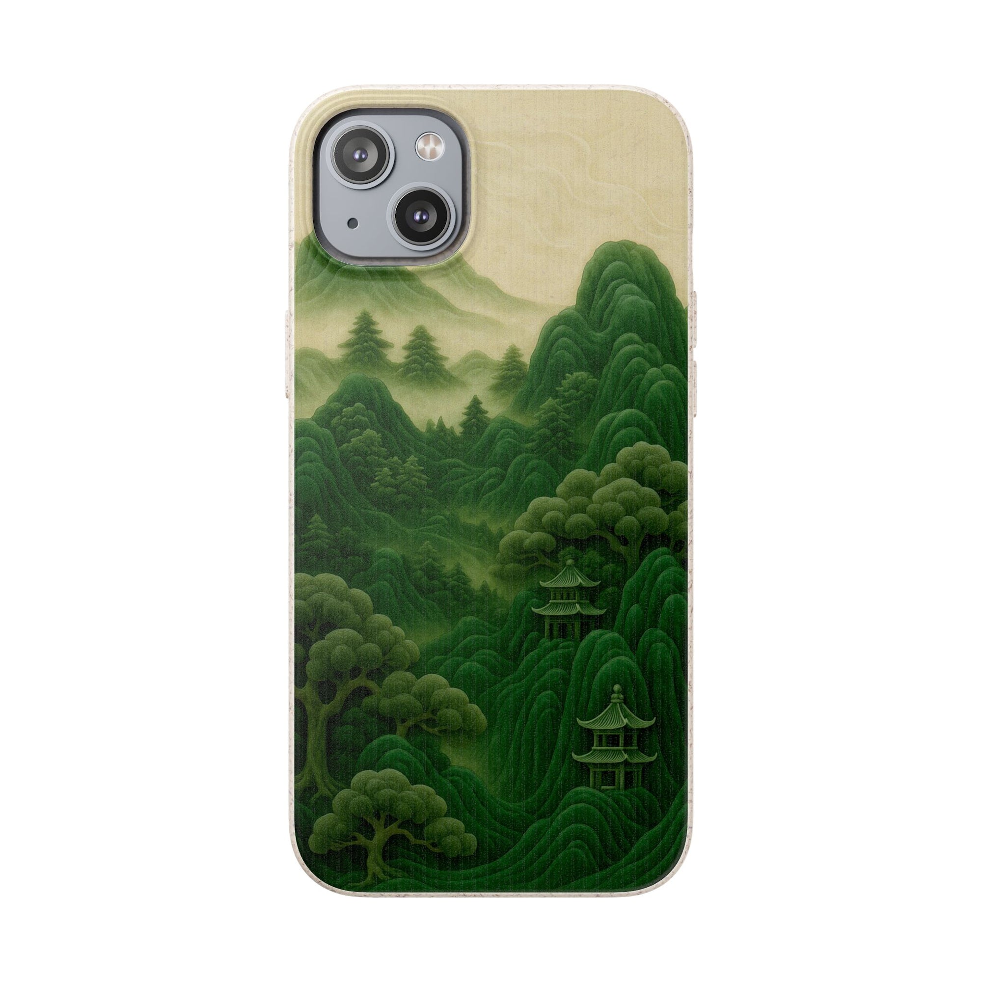 Eco-Friendly Biodegradable Phone Cases with Serene Mountain Landscape Design, Sustainable Gift, Nature Lover Accessory, Green Phone Cover,