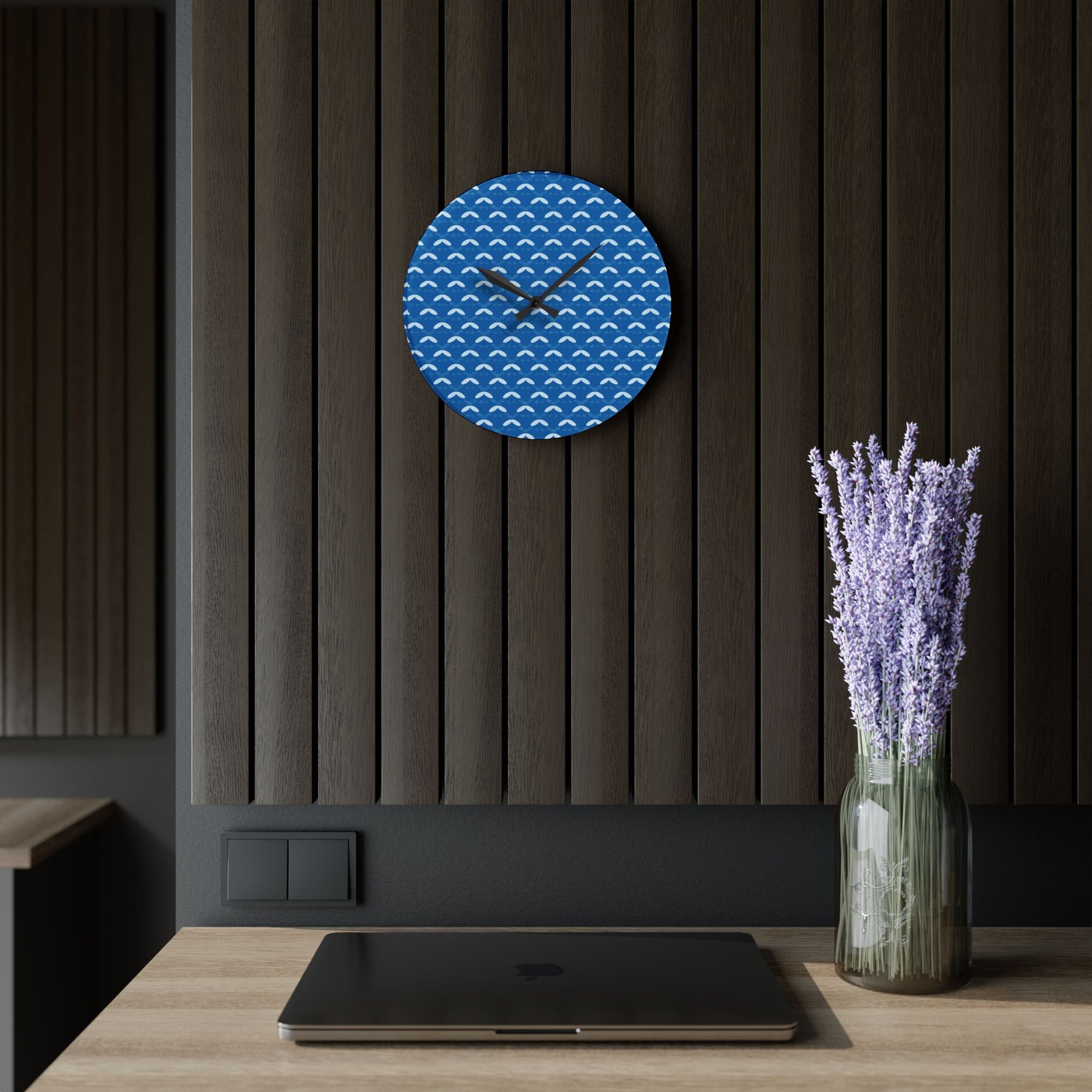 Ocean Waves Acrylic Wall Clock - Modern Coastal Home Decor
