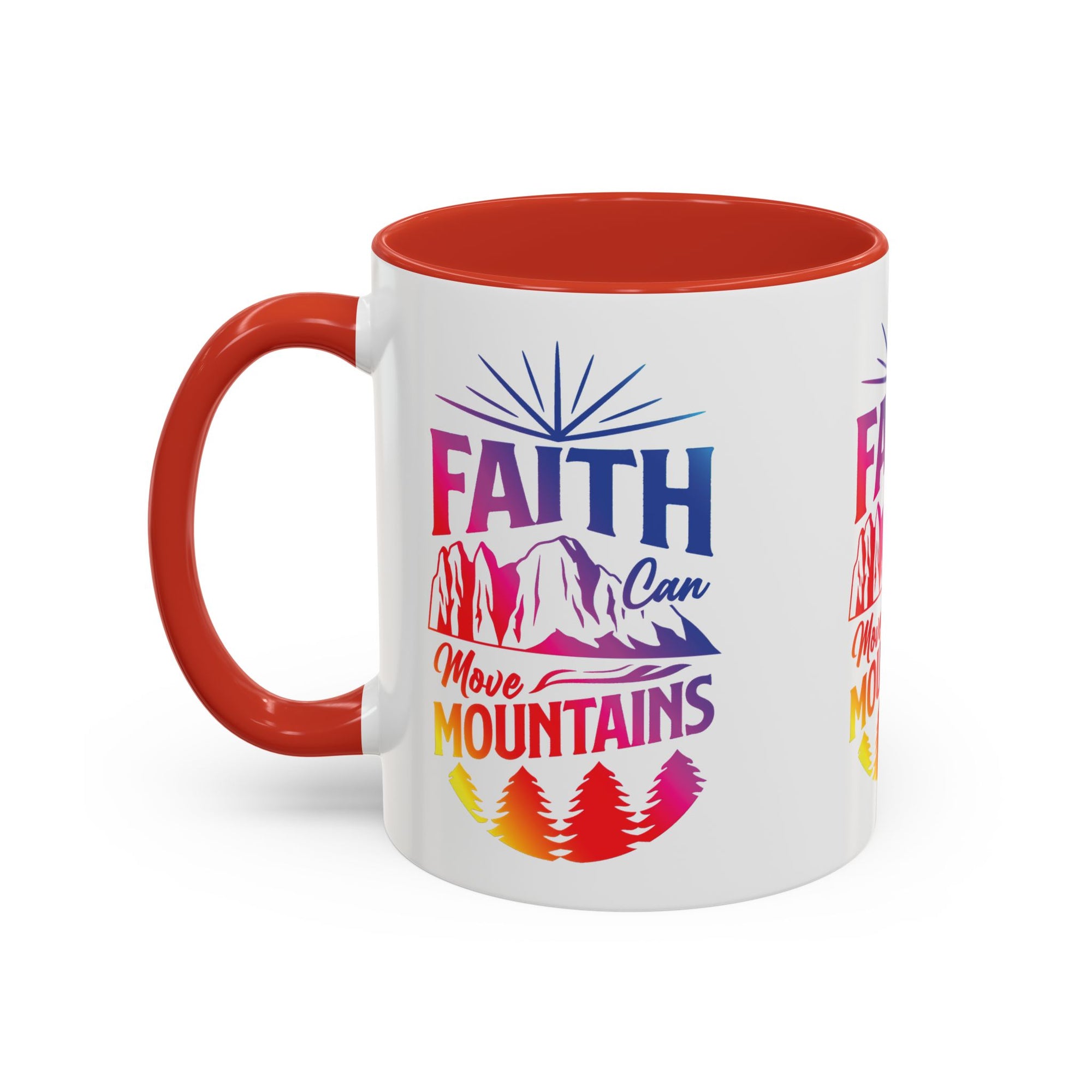 Faith Can Move Mountains Accent Coffee Mug - Inspirational Design