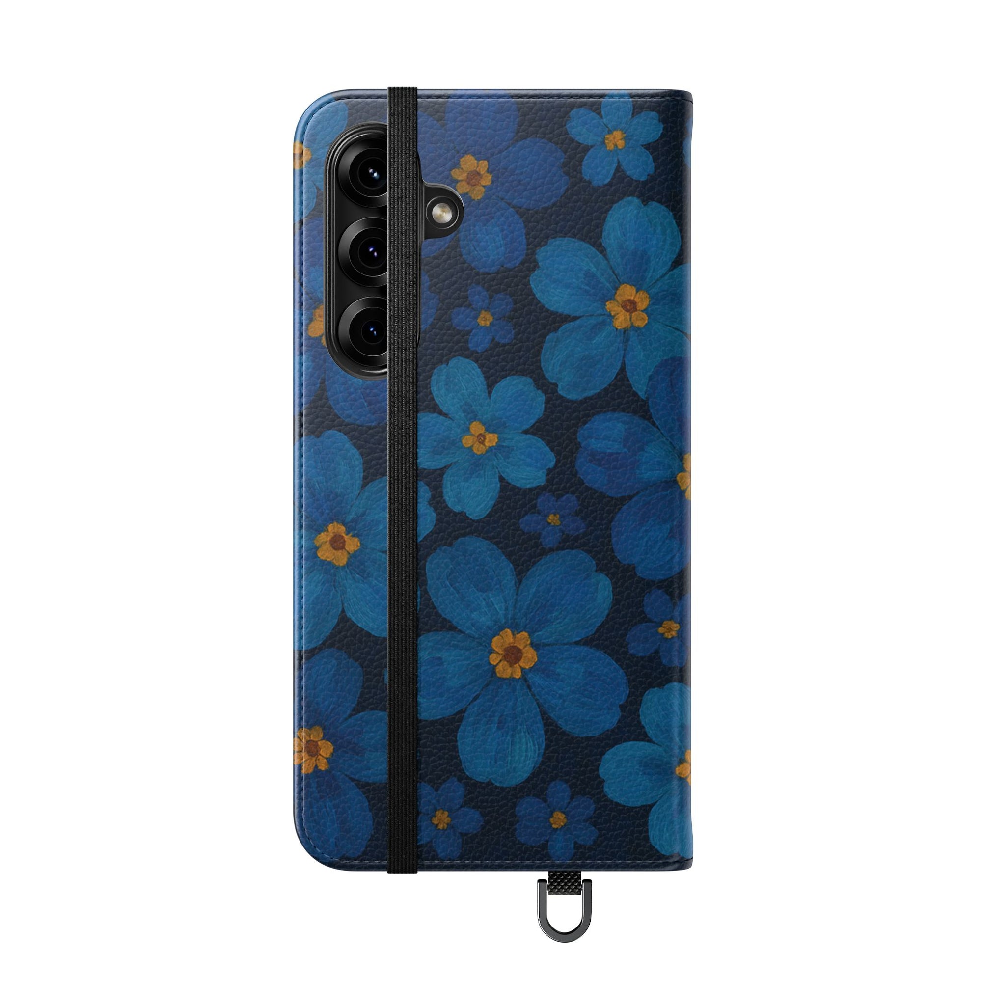 Floral Flip Phone Case - Elegant Blue Flower Design, Phone Accessory, Gift for Her, Trendy Organizer, Birthday, Mother's Day