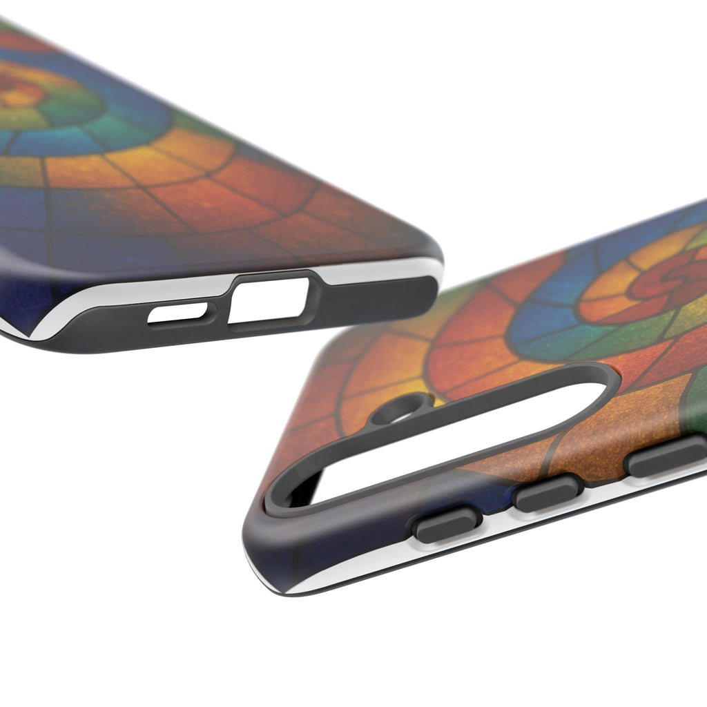 Stained Glass Spiral Colorful Phone Case, Vibrant Tough Phone Protector, Artistic Cell Phone Cover, Trendy Tech Accessories Samsung Galaxy S series and Apple iPhone series