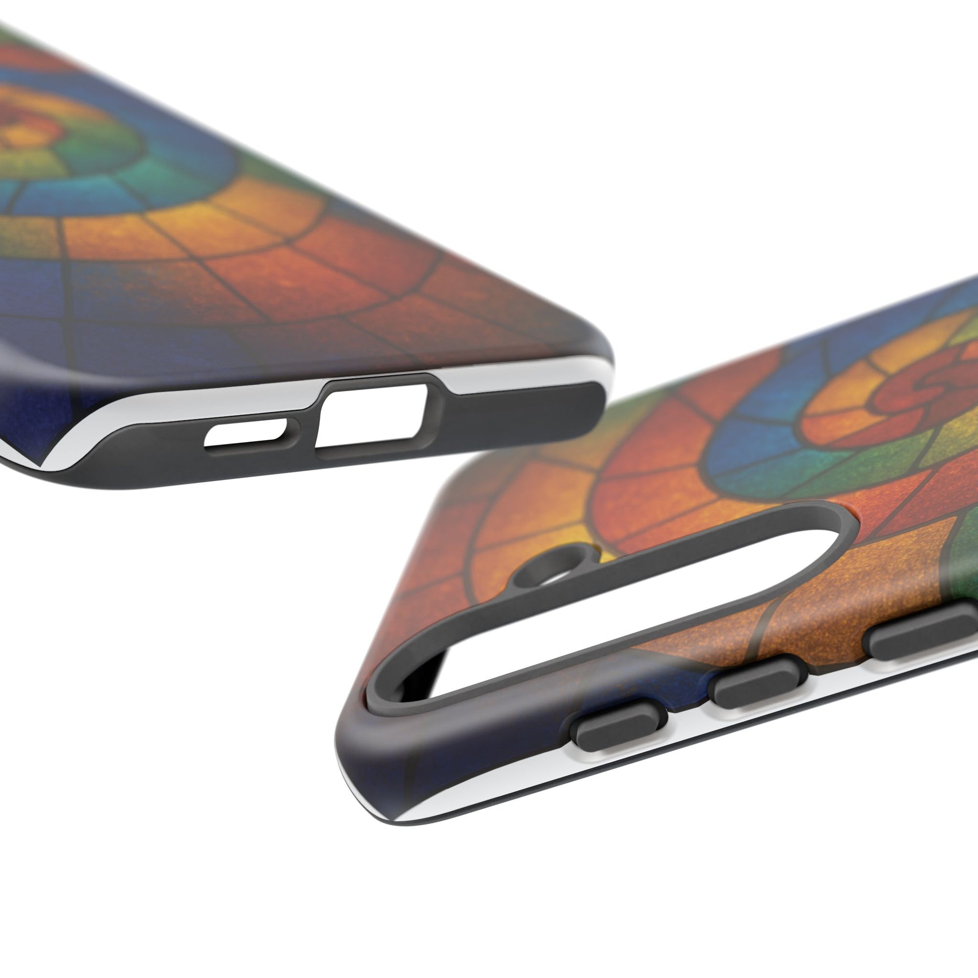 Stained Glass Spiral Colorful Phone Case, Vibrant Tough Phone Protector, Artistic Cell Phone Cover, Trendy Tech Accessories Samsung Galaxy S series and Apple iPhone series