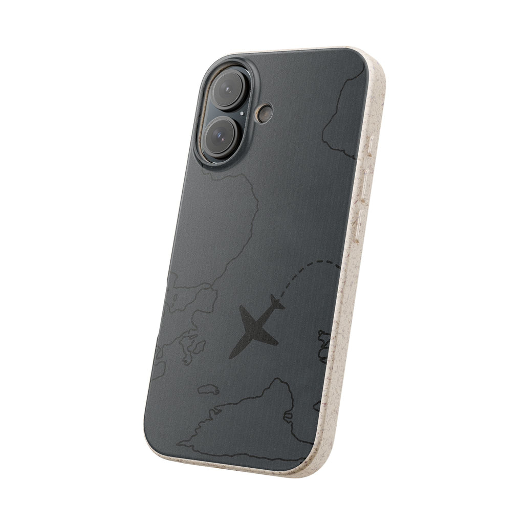 Airplane Map Biodegradable Phone Case, Eco-Friendly Phone Cover, Travel Gift, Sustainable Accessory, Nature Lover Gift