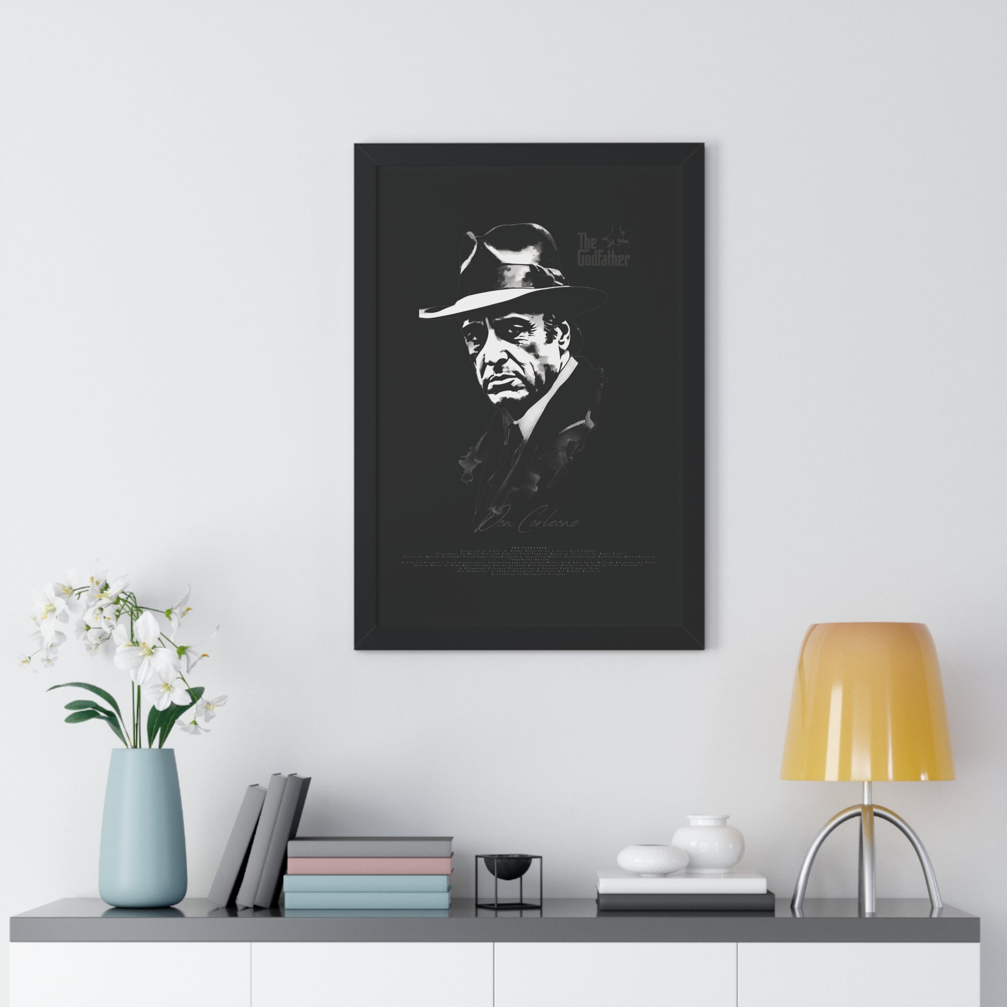 Don Corleone in Black - Framed Vertical Poster