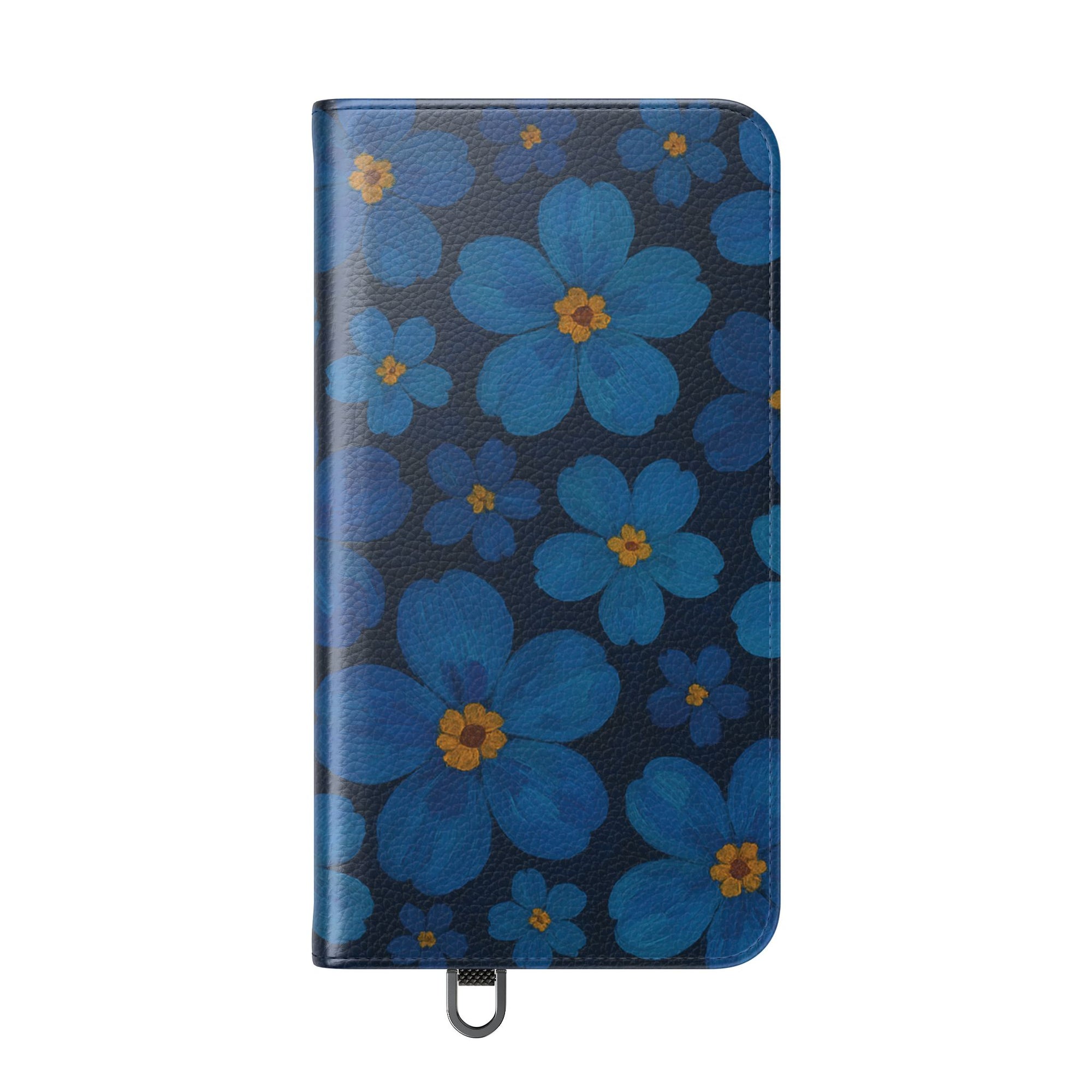 Floral Flip Phone Case - Elegant Blue Flower Design, Phone Accessory, Gift for Her, Trendy Organizer, Birthday, Mother's Day
