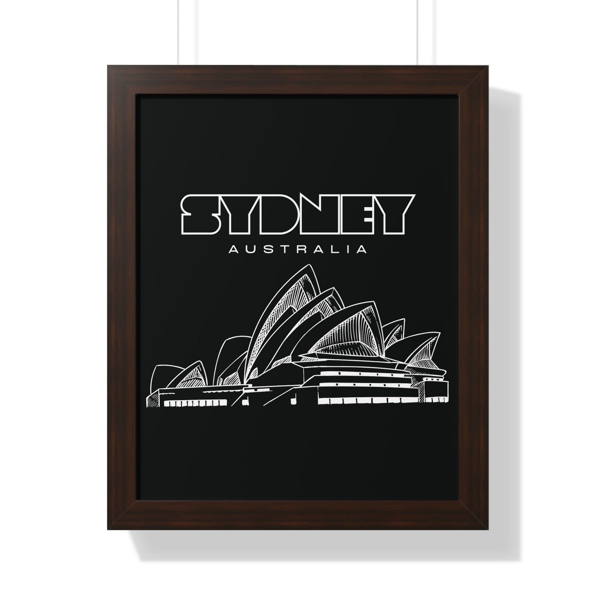 Aesthetic Sydney in Black - Framed Vertical Poster