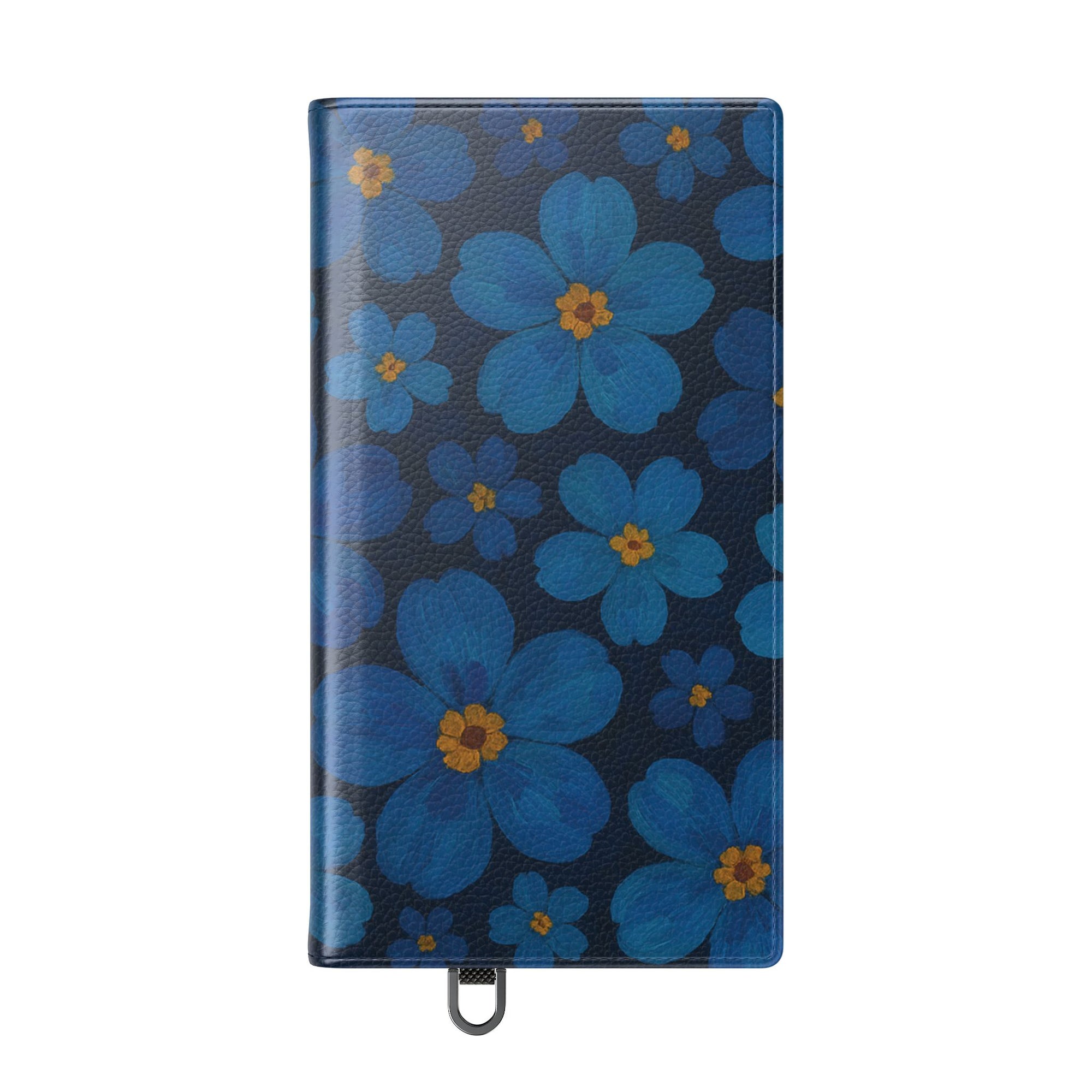 Floral Flip Phone Case - Elegant Blue Flower Design, Phone Accessory, Gift for Her, Trendy Organizer, Birthday, Mother's Day