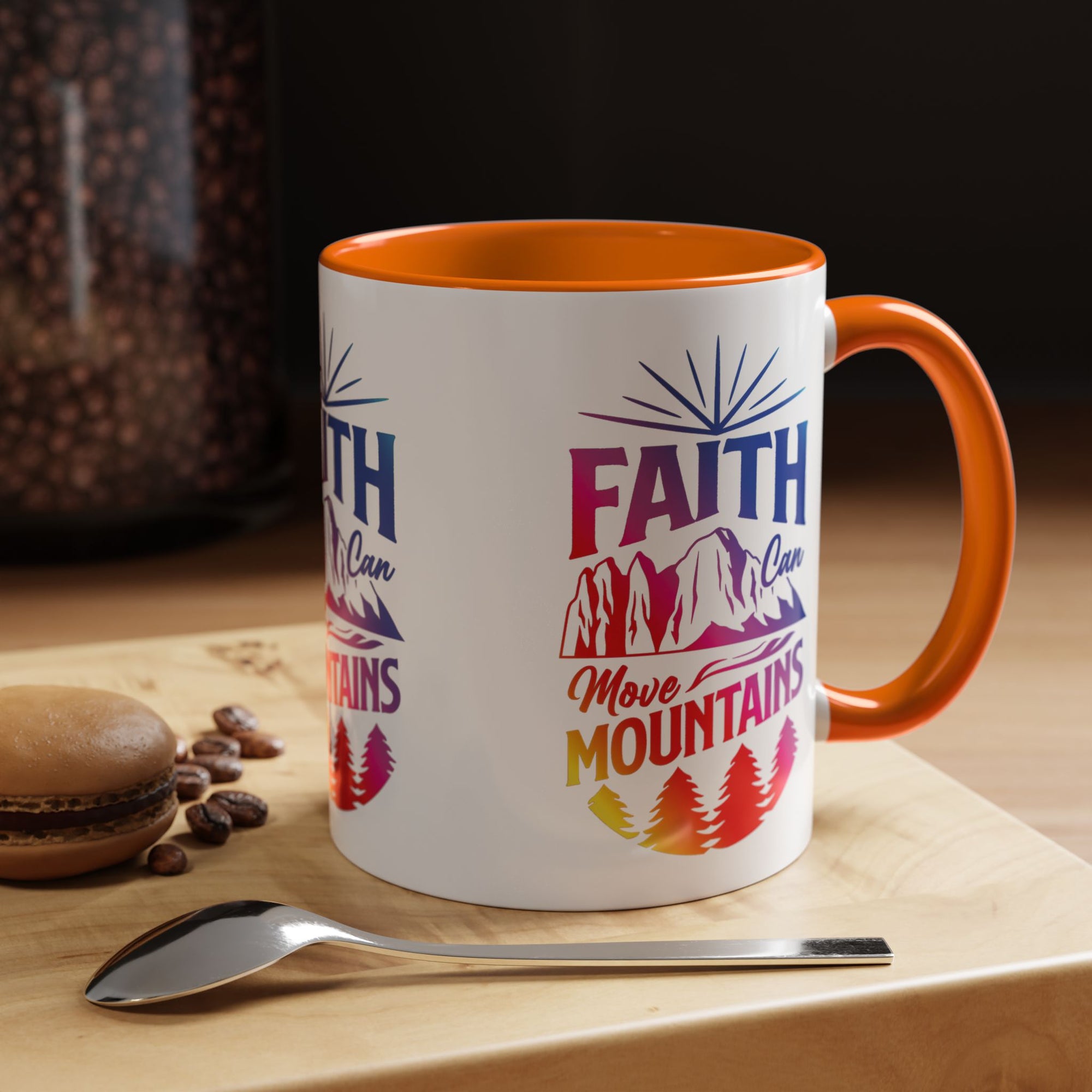 Faith Can Move Mountains Accent Coffee Mug - Inspirational Design