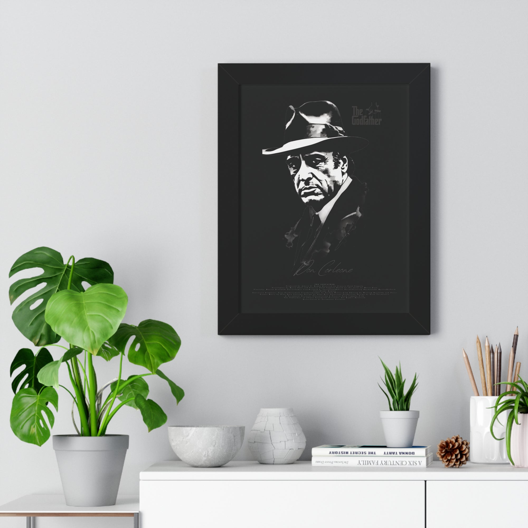 Don Corleone in Black - Framed Vertical Poster