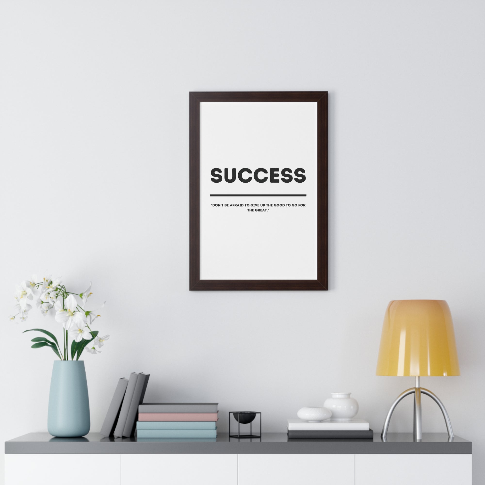 Minimalist in White (Success) - Framed Vertical Poster