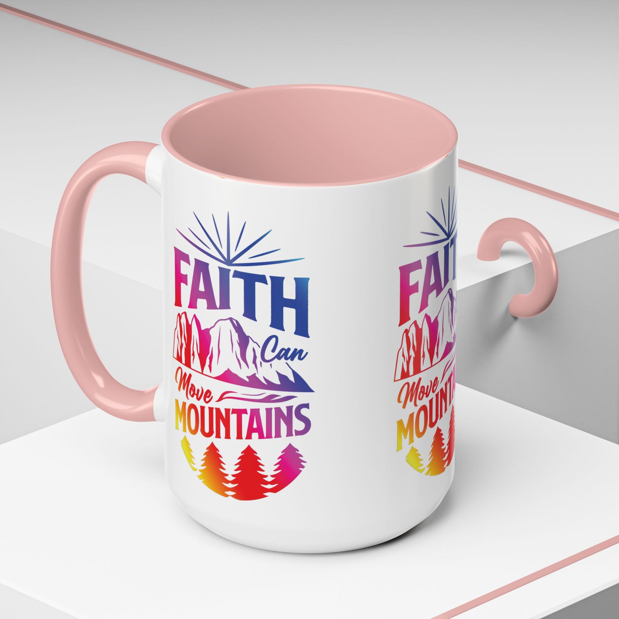 Faith Can Move Mountains Accent Coffee Mug - Inspirational Design