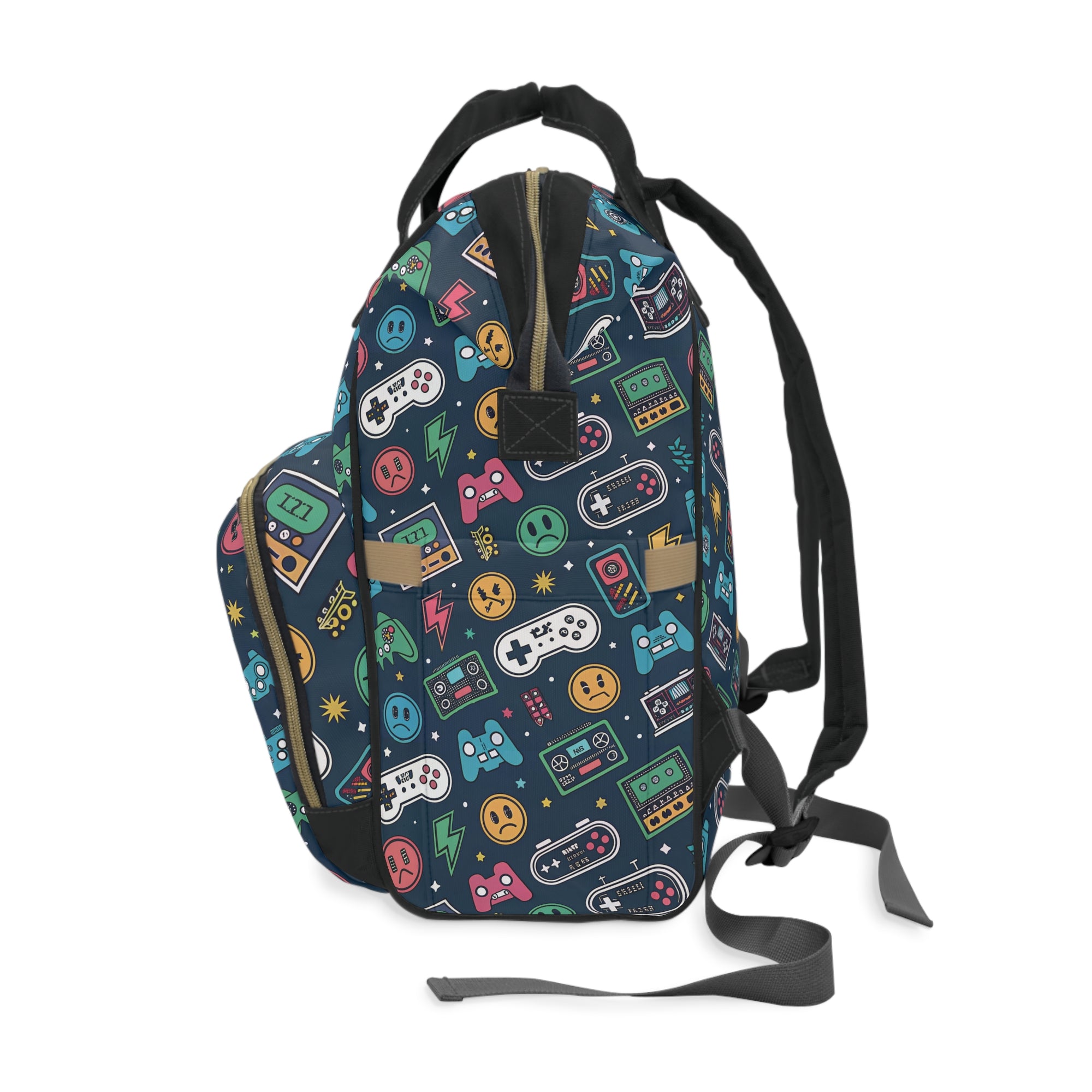 Colorful Gamer Diaper Backpack - Stylish & Functional Baby Bag for Parents