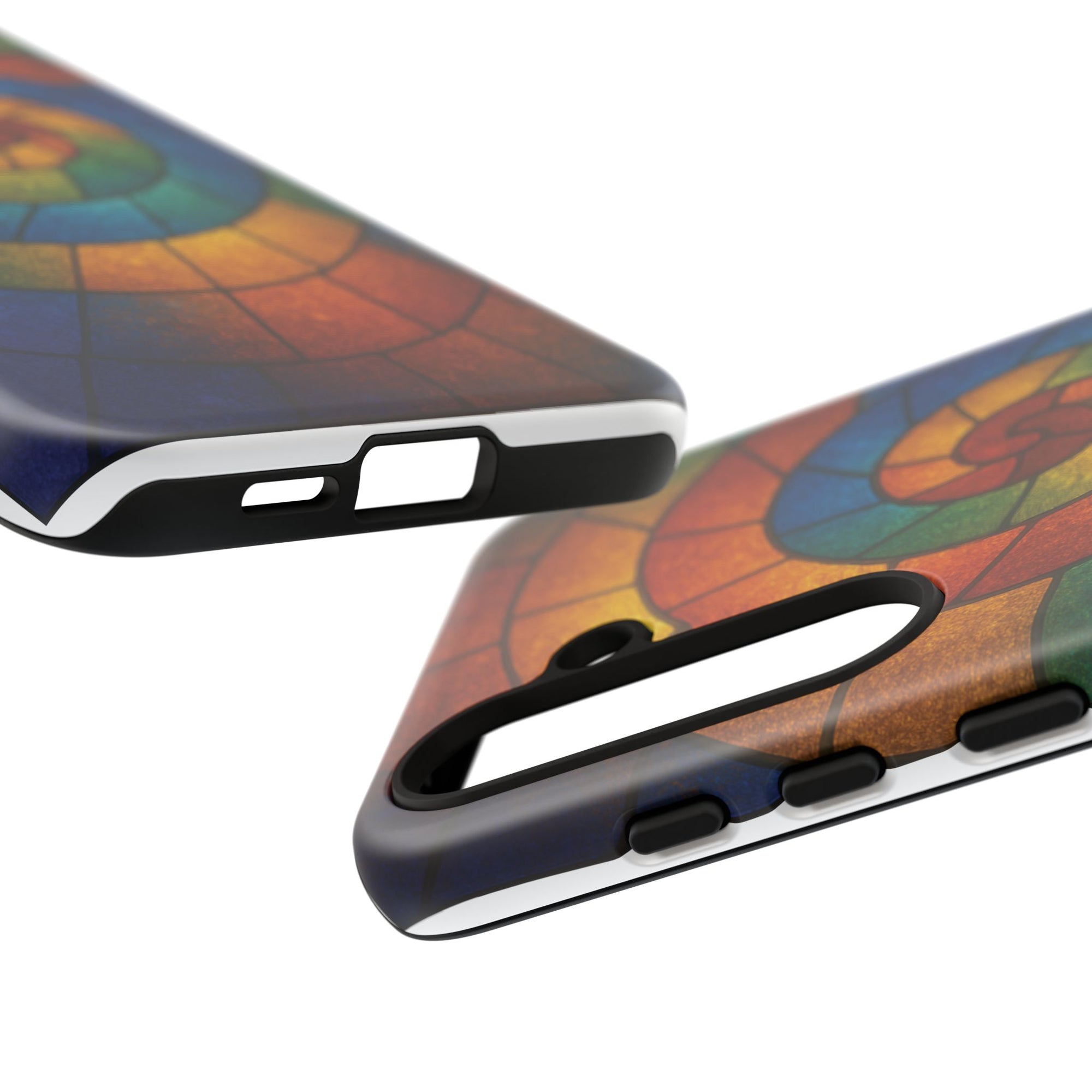 Stained Glass Spiral Colorful Phone Case, Vibrant Tough Phone Protector, Artistic Cell Phone Cover, Trendy Tech Accessories Samsung Galaxy S series and Apple iPhone series