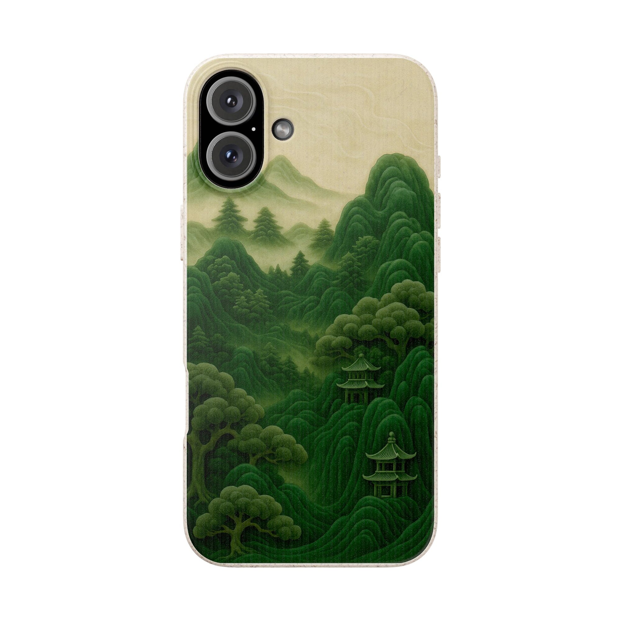 Eco-Friendly Biodegradable Phone Cases with Serene Mountain Landscape Design, Sustainable Gift, Nature Lover Accessory, Green Phone Cover,