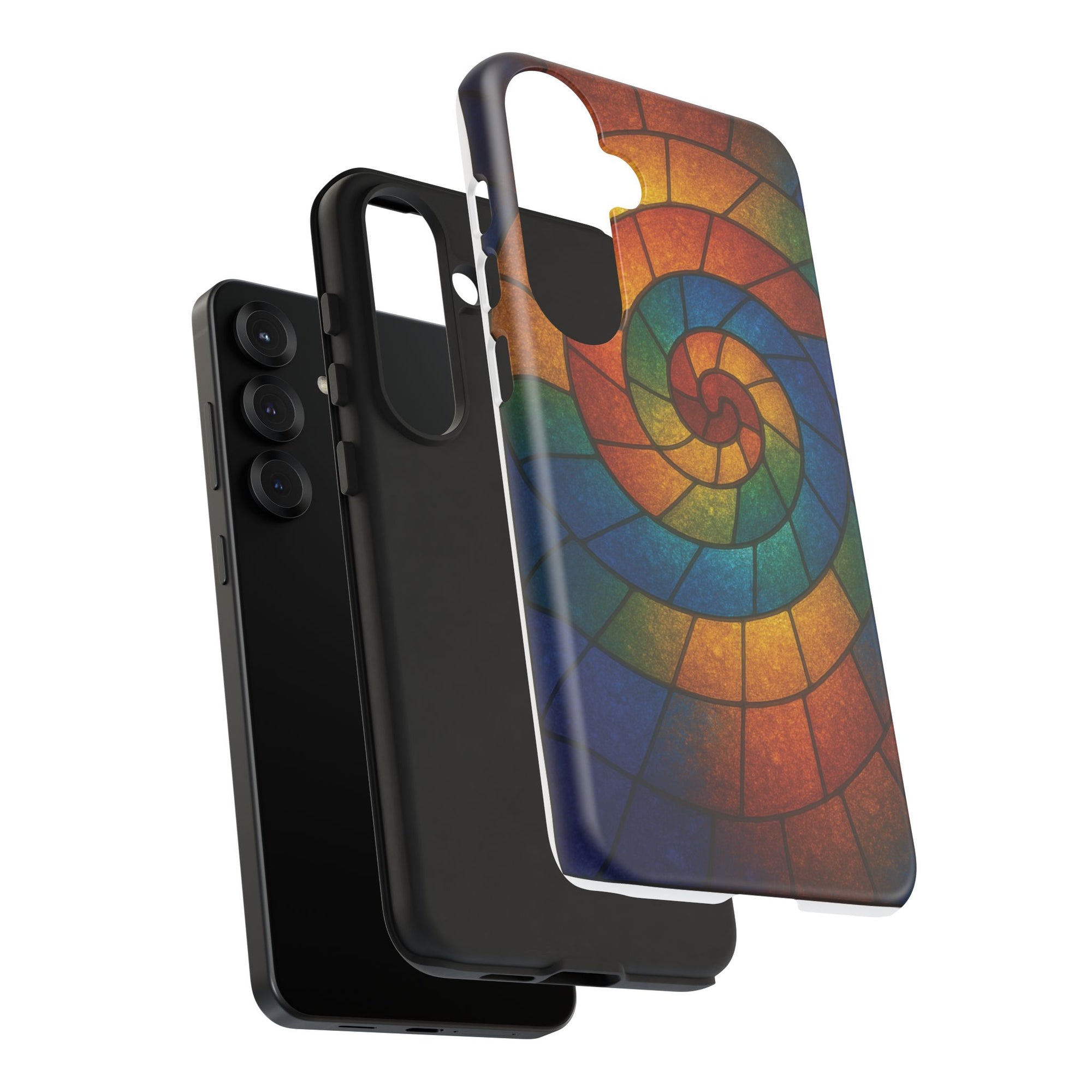 Stained Glass Spiral Colorful Phone Case, Vibrant Tough Phone Protector, Artistic Cell Phone Cover, Trendy Tech Accessories Samsung Galaxy S series and Apple iPhone series