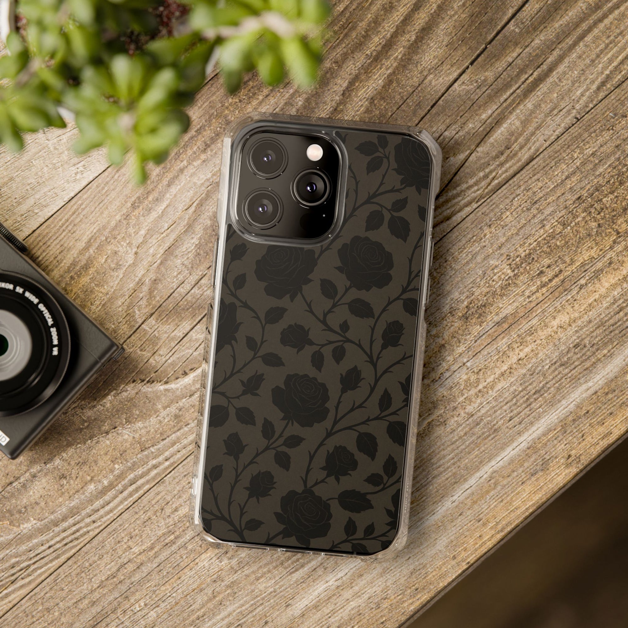 Floral Phone Case - Elegant Rose Design, Magnetic Clear Impact Case for iPhone, Stylish Phone Cover, Gifts for Her, Floral Lover