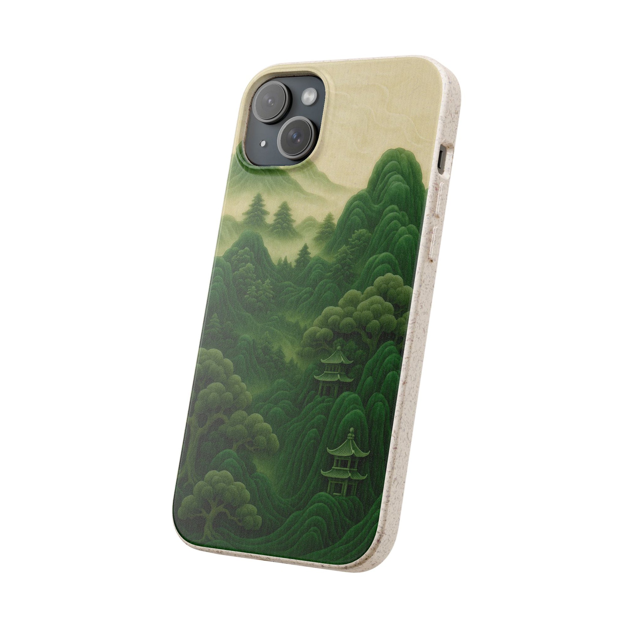 Eco-Friendly Biodegradable Phone Cases with Serene Mountain Landscape Design, Sustainable Gift, Nature Lover Accessory, Green Phone Cover,