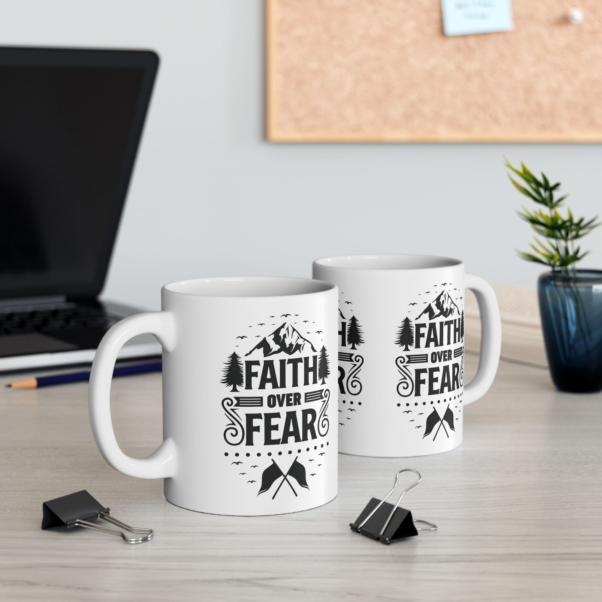 Inspirational Ceramic Mug - "Faith over Fear" - Perfect for Daily Motivation & Gift Giving