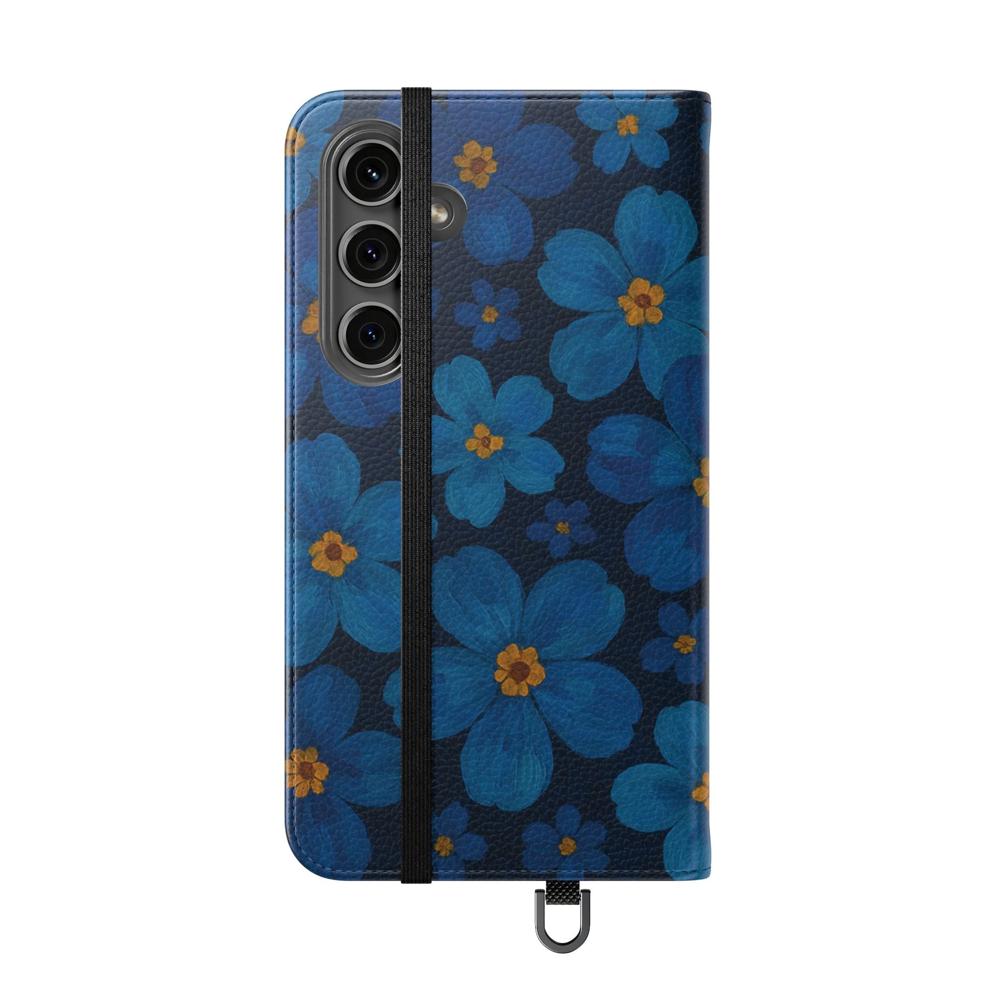 Floral Flip Phone Case - Elegant Blue Flower Design, Phone Accessory, Gift for Her, Trendy Organizer, Birthday, Mother's Day