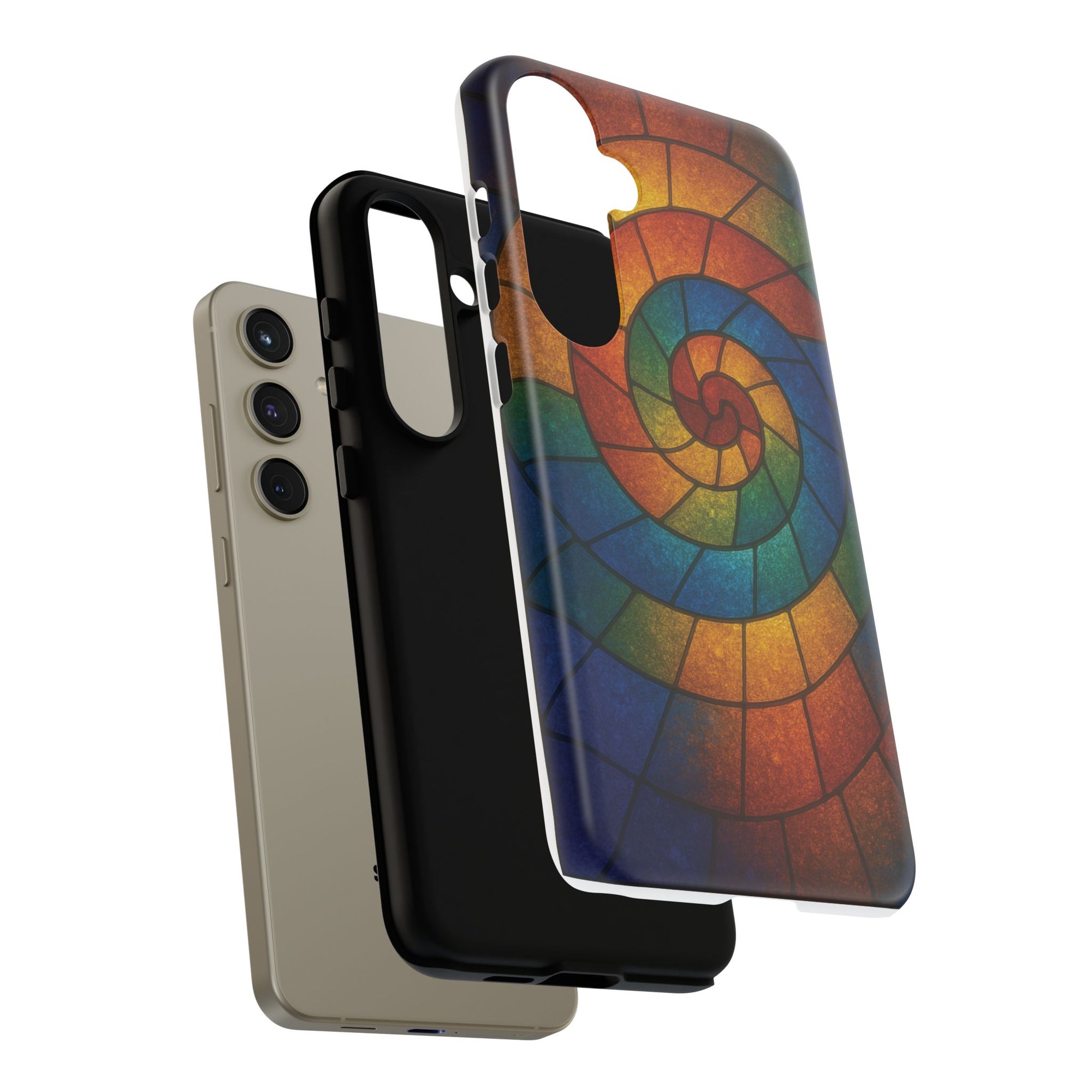 Stained Glass Spiral Colorful Phone Case, Vibrant Tough Phone Protector, Artistic Cell Phone Cover, Trendy Tech Accessories Samsung Galaxy S series and Apple iPhone series