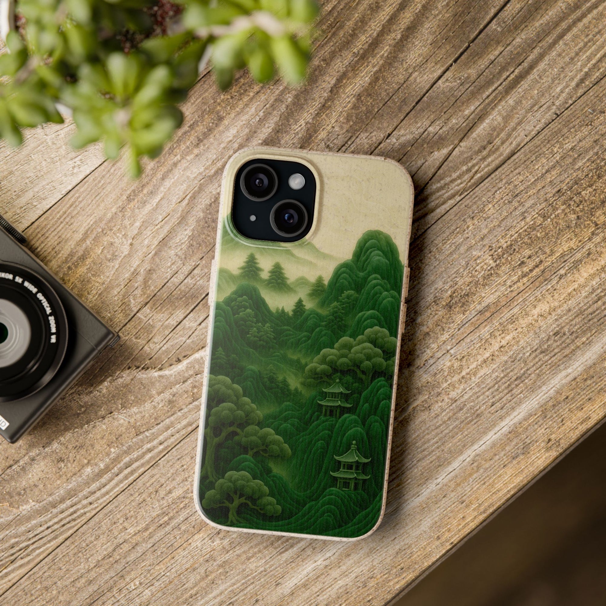 Eco-Friendly Biodegradable Phone Cases with Serene Mountain Landscape Design, Sustainable Gift, Nature Lover Accessory, Green Phone Cover,