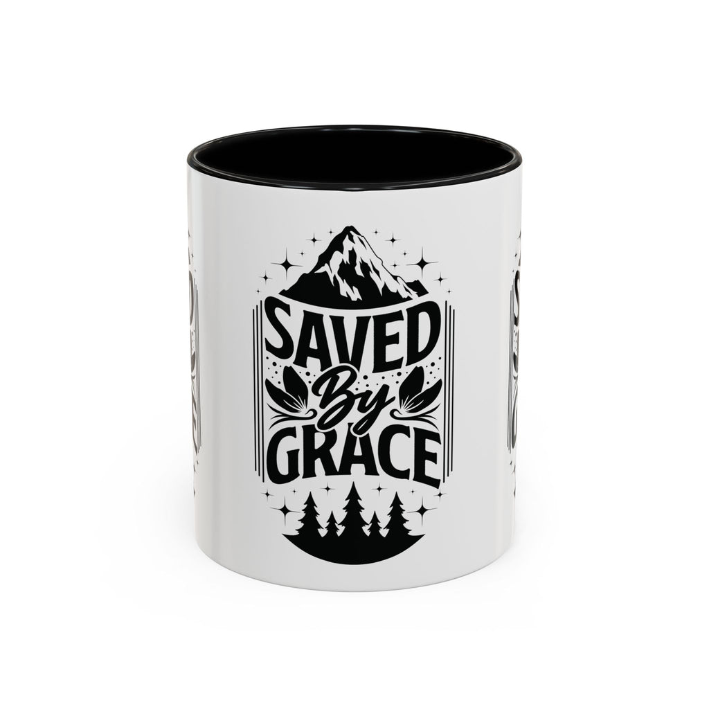Saved by Grace Accent Coffee Mug - Inspirational Design