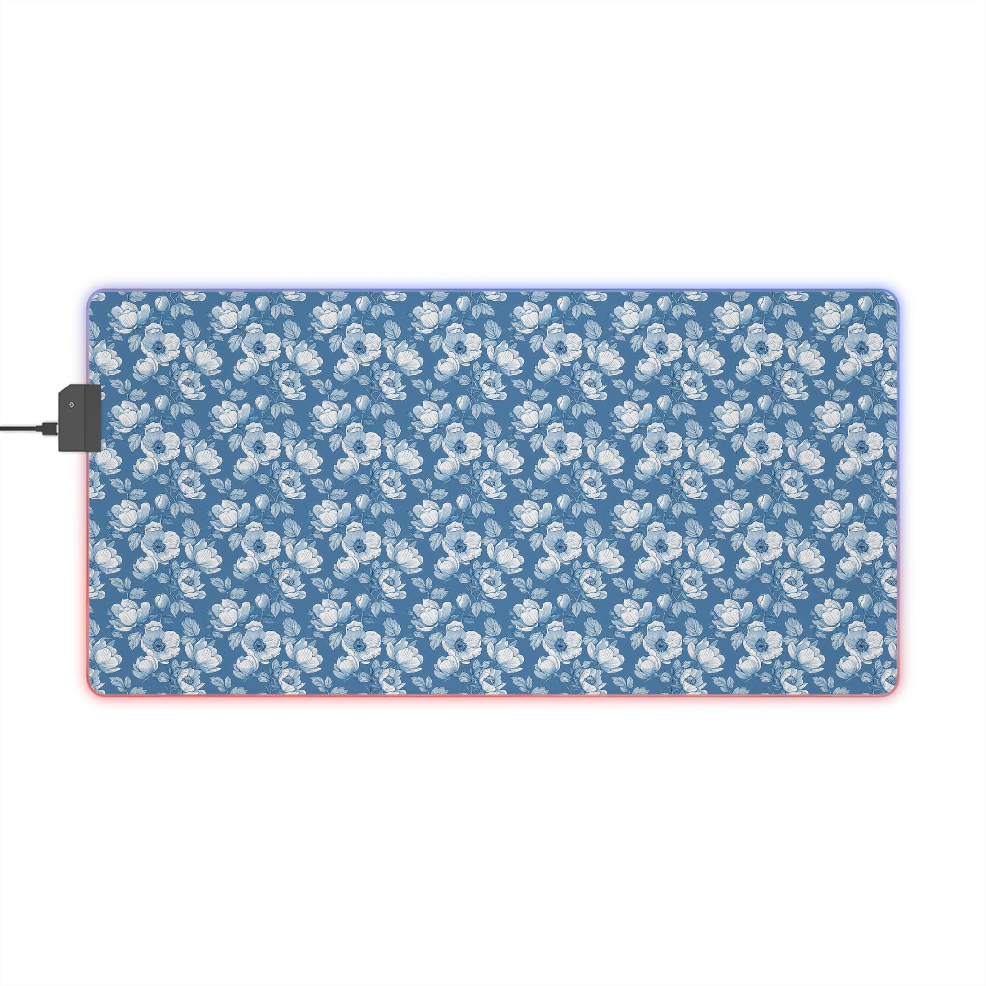Floral LED Gaming Mouse Pad - Elegant Blue Design for Gamers