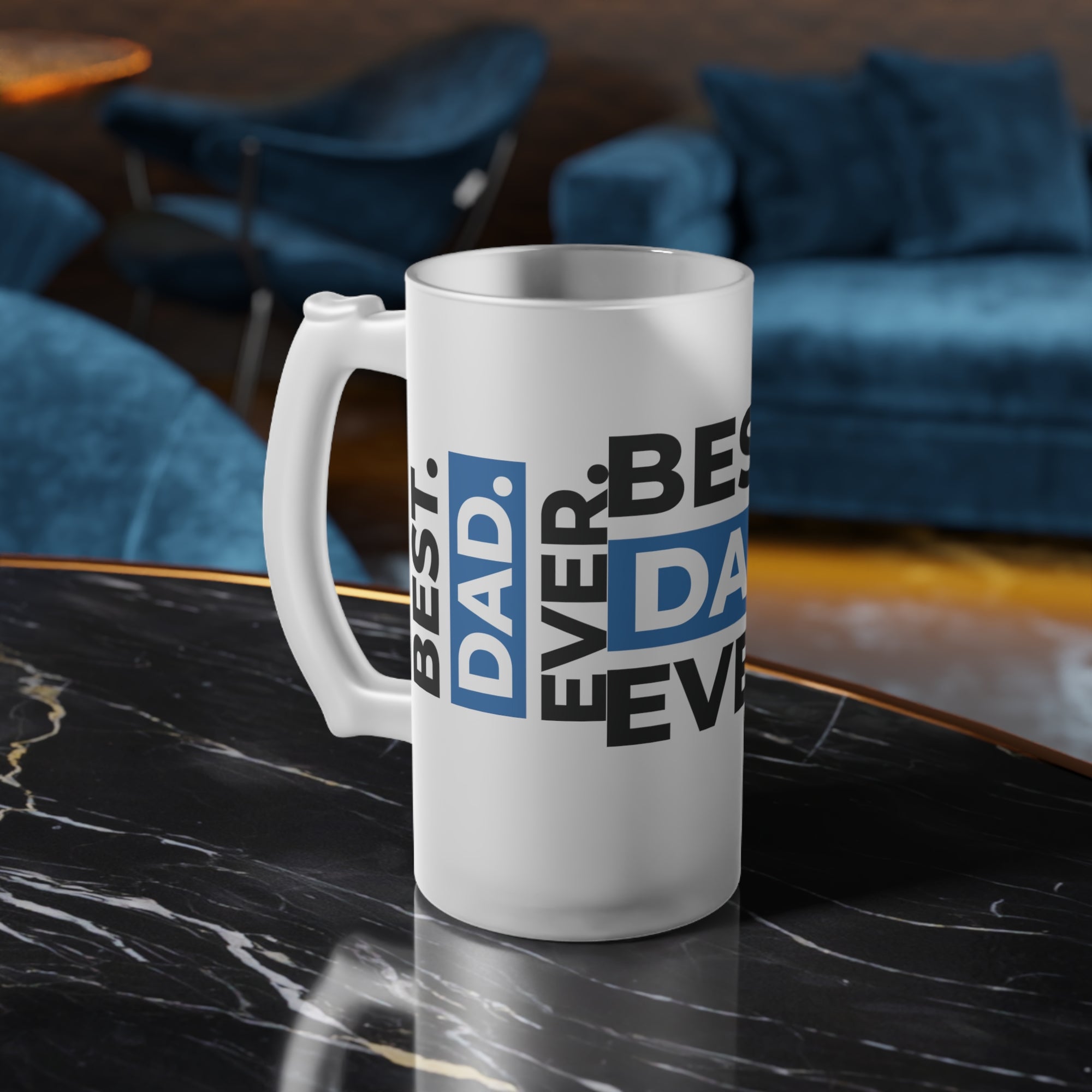 Custom Frosted Glass Beer Mug - "Best Dad Ever" - Perfect Gift for Father's Day and Dad's Birthday